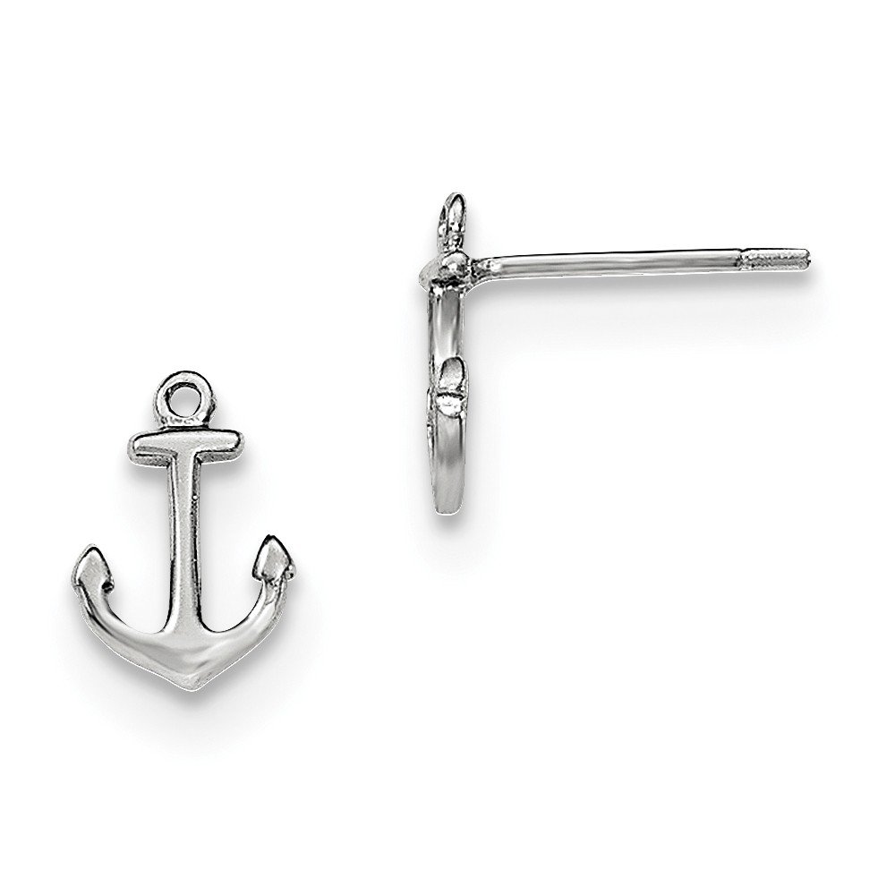 Sterling Silver Rhodium-Plated Anchor Post Earrings for Women - Hypoallergenic & Tarnish-Resistant - Perfect for Everyday Wear, Gifts, and Nautical-Themed Outfits