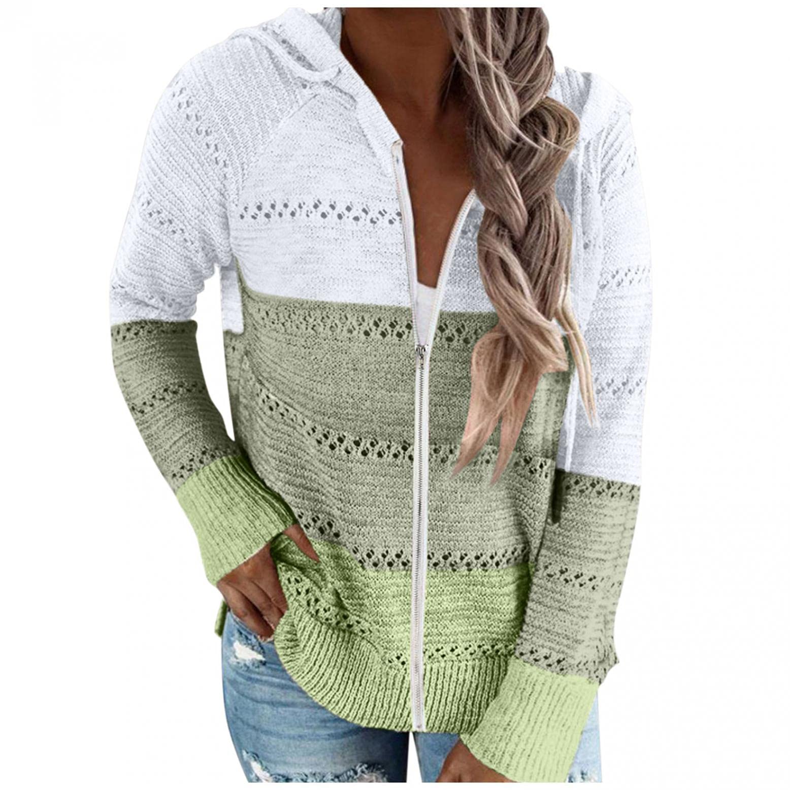 Eduavar Women's Color Block Striped Hoodie - Long Sleeve Drawstring Pullover Sweatshirt for Fall | Casual Fashion, Outdoor Activities & Loungewear