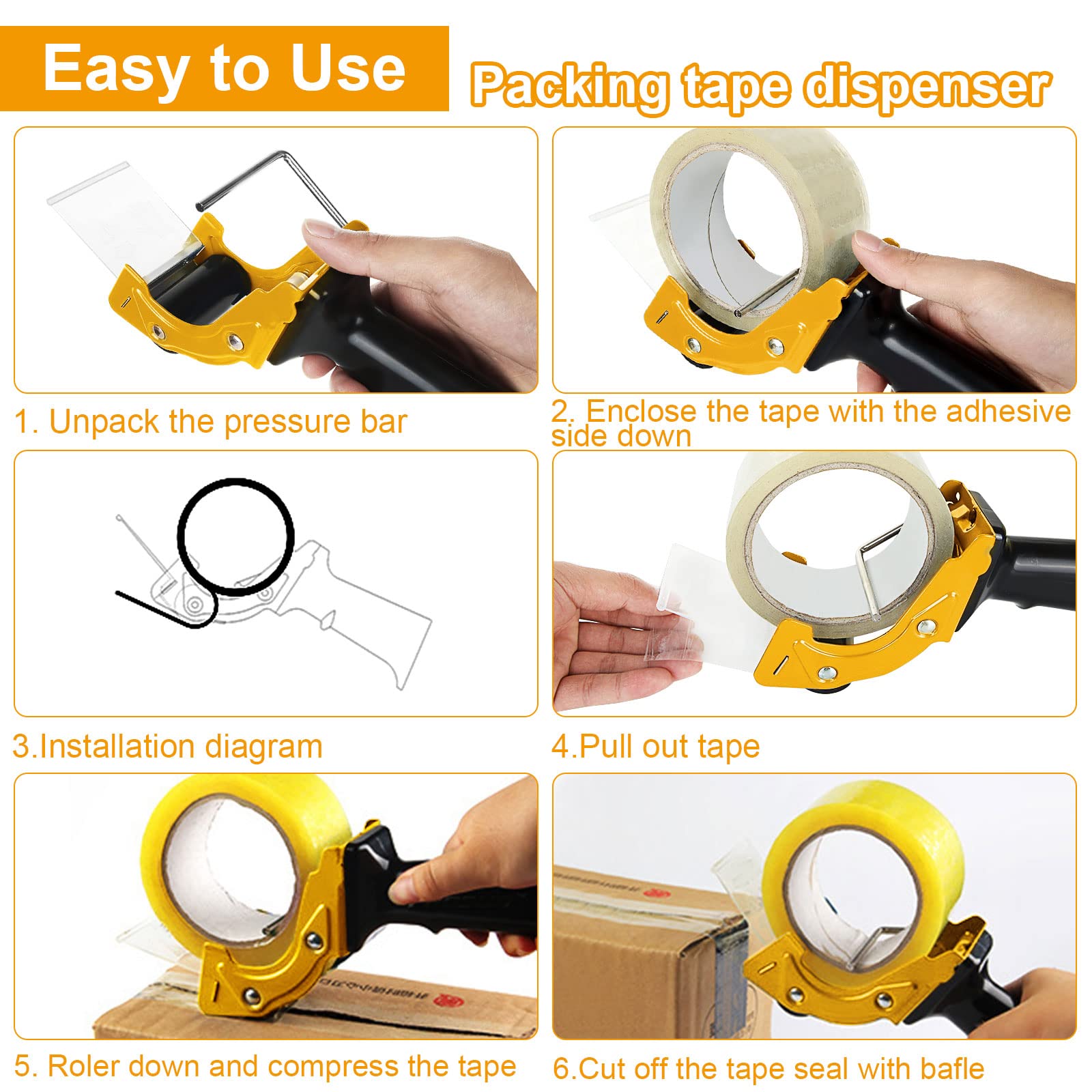 Acrux7 2-Pack Heavy Duty 2 Inch Packing Tape Gun with Ergonomic Grip - Handheld Tape Dispenser for Carton Packaging, Box Sealing & Shipping Supplies | Perfect for Moving, Storage & Warehouse Use