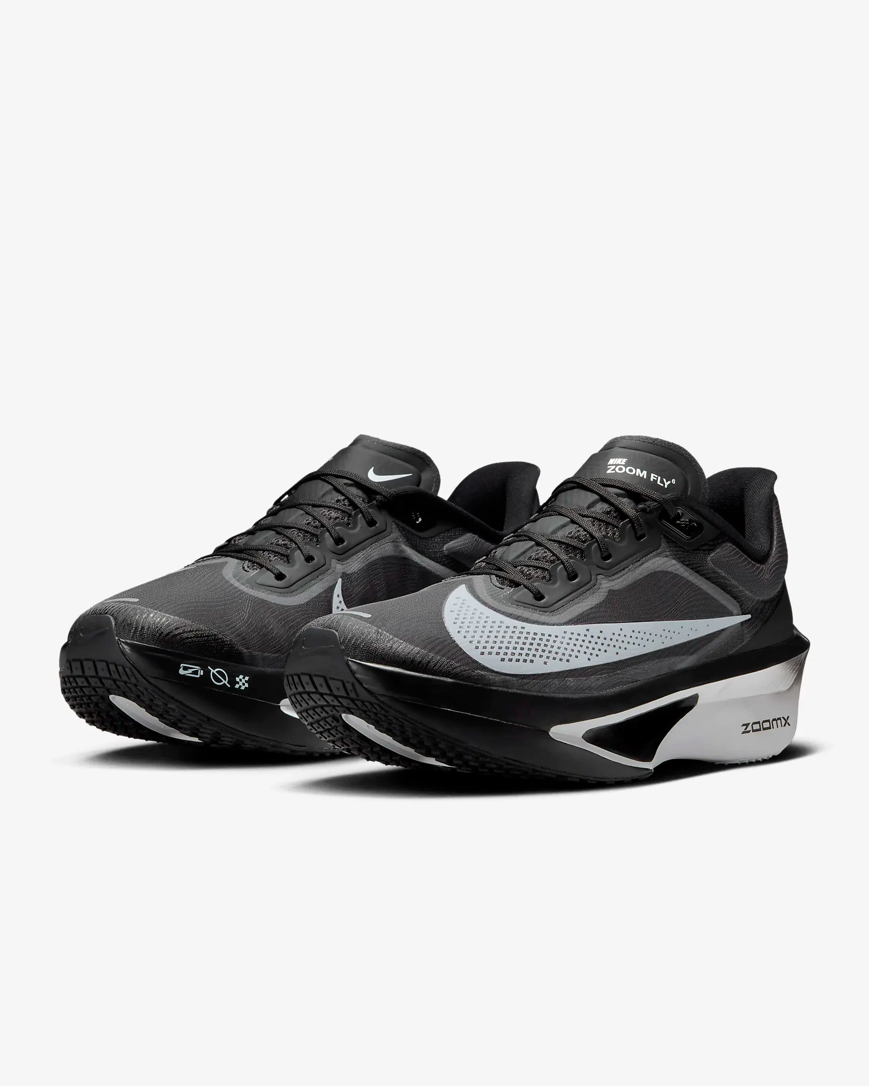 Nike Men's Zoom Fly 6 Running Shoes - Black/White/Light Smoke Grey | Lightweight Cushioned Sneakers for Marathon Training & Road Running