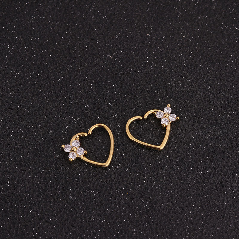 18K Rose Gold Heart Daith Hoop Earrings for Women - Minimalist Cartilage Piercing Jewelry - Perfect for Valentine's Day Gifts & Everyday Wear | HSER8511