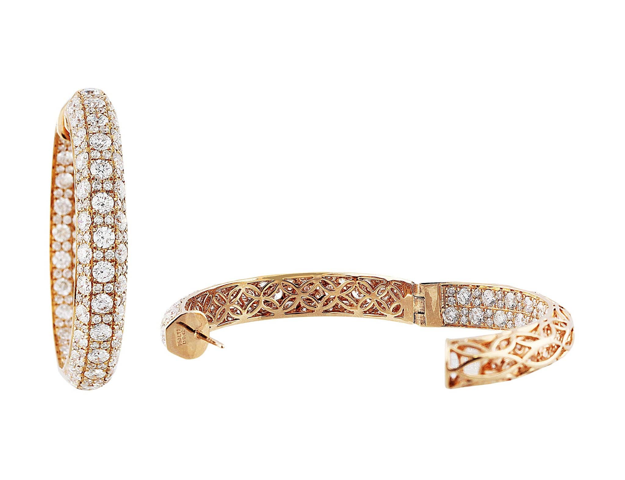18K Rose Gold 9.96cttw Diamond Hoop Earrings for Women - Luxury Statement Jewelry for Parties, Weddings & Special Occasions