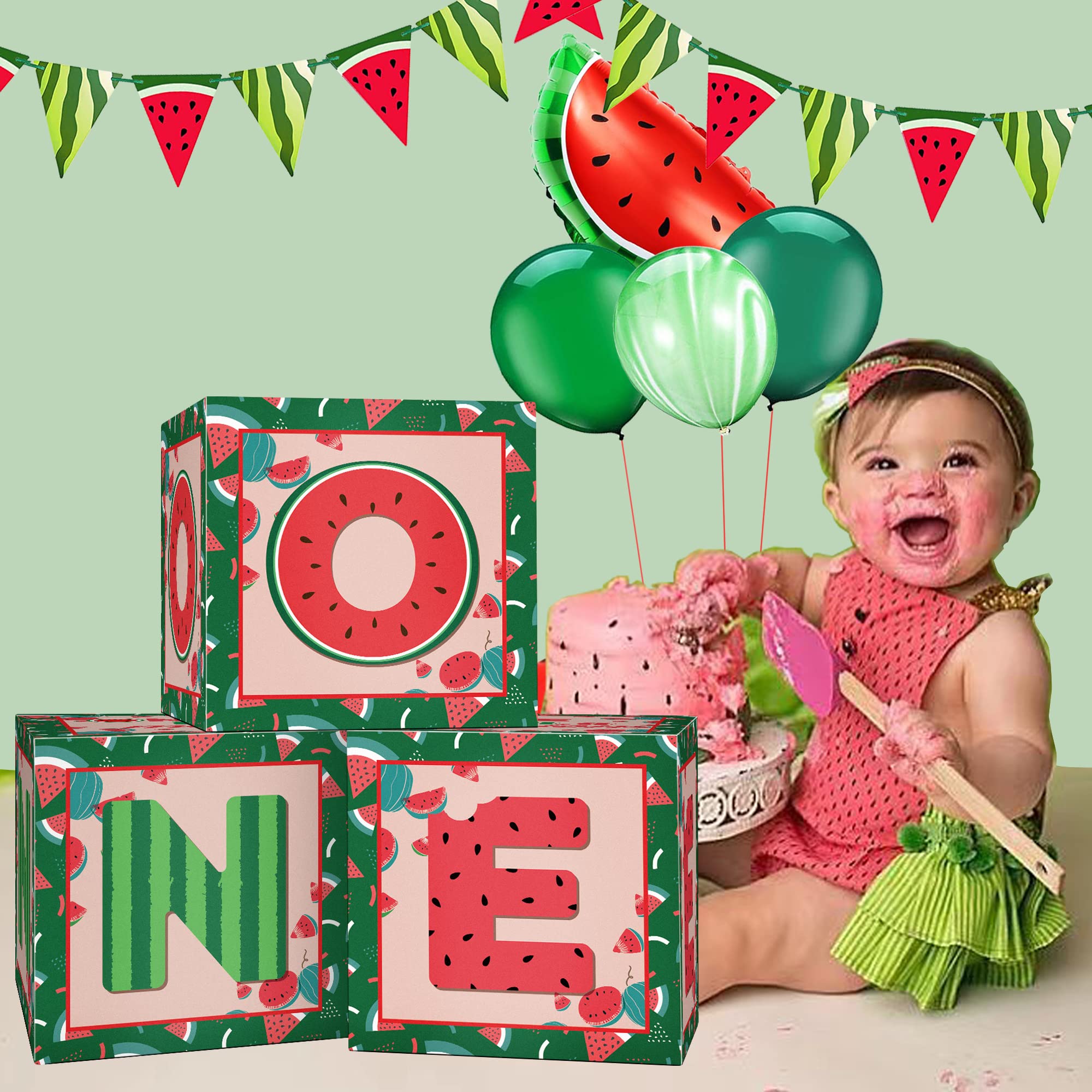 3pcs Watermelon Theme Balloon Box Decorations for Baby's 1st Birthday Party - Summer Baby Shower Supplies & Nursery Decor | Perfect for Outdoor Picnics, Pool Parties & Gender Reveals