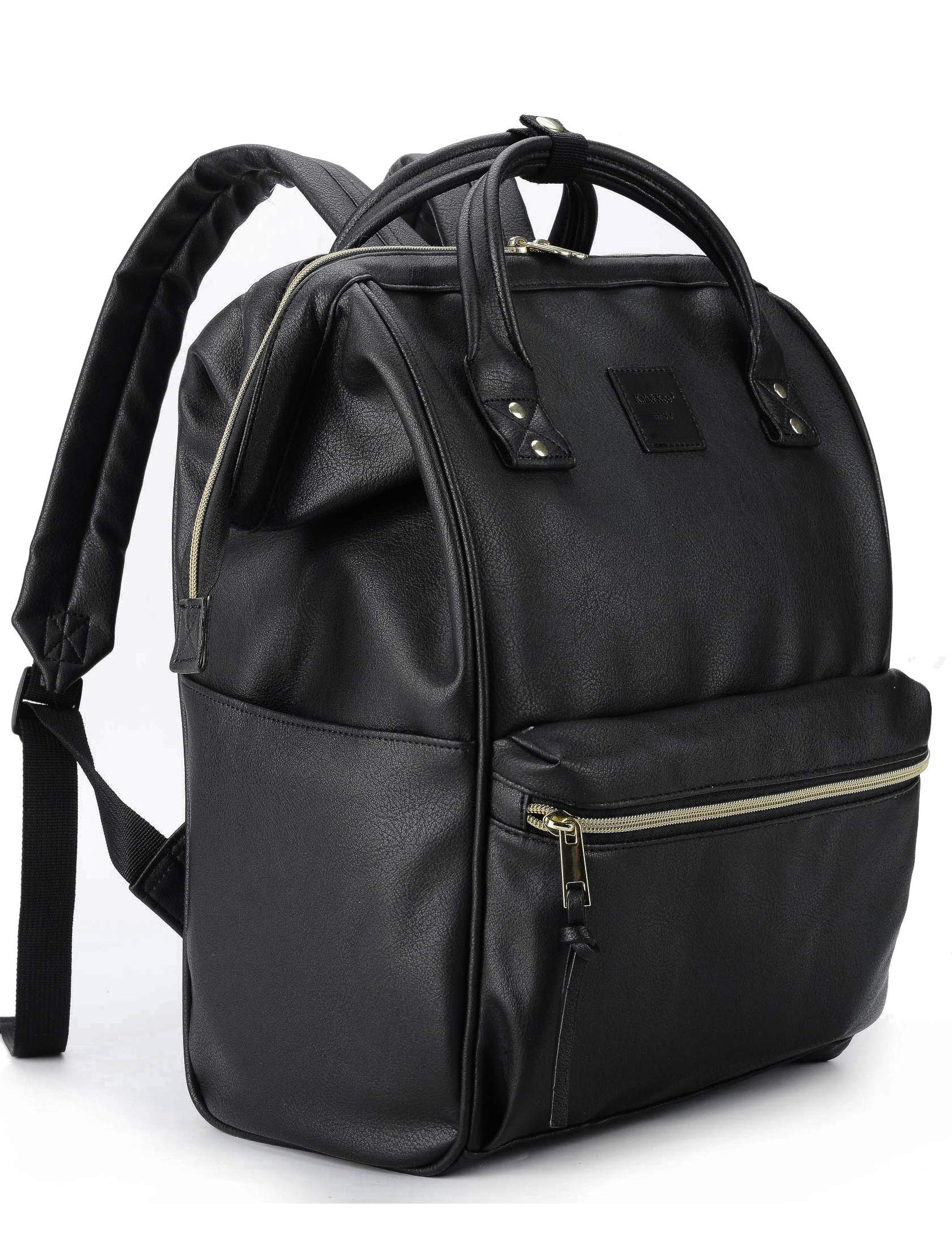 Kah&Kee Genuine Leather Backpack for Women - 15 Inch Laptop Bag with USB Charging Port - Professional Teacher Bag, Diaper Backpack, Work & School Backpack - Perfect for Office, College, Business Travel & Daily Commute