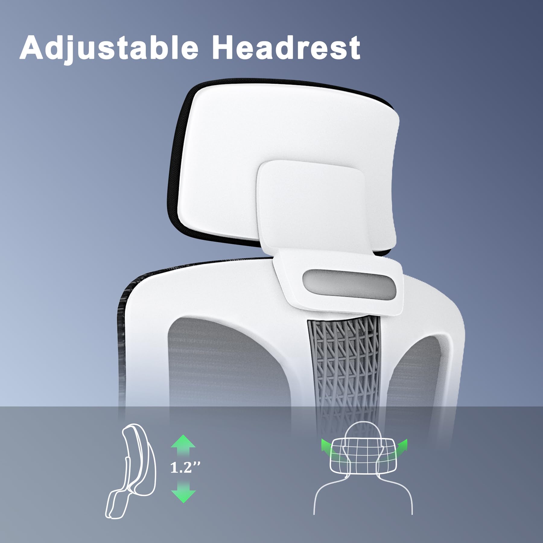 Ergonomic Mesh Office Chair with 3D Adjustable Armrests & Lumbar Support - High Back Computer Desk Chair with Headrest & Tilt Function - White Home Office Chair for Long Hours Working & Gaming