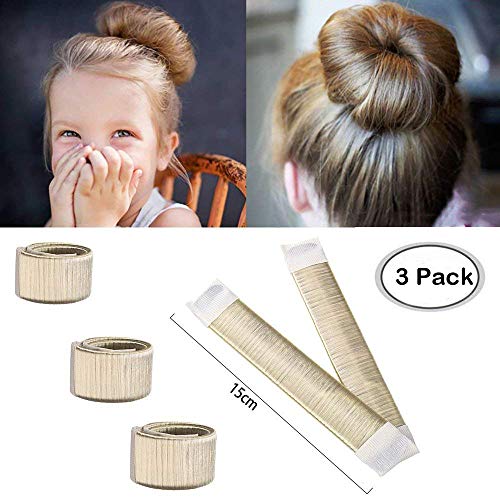 Aisonbo 3-Pack Blonde Hair Bun Maker - 5.9 Inch Magic Bun Shaper Donut for Kids & Adults | Hair Styling Tool for Curly, Straight & Updo Hairstyles | Perfect for School, Parties, Weddings & Daily Use