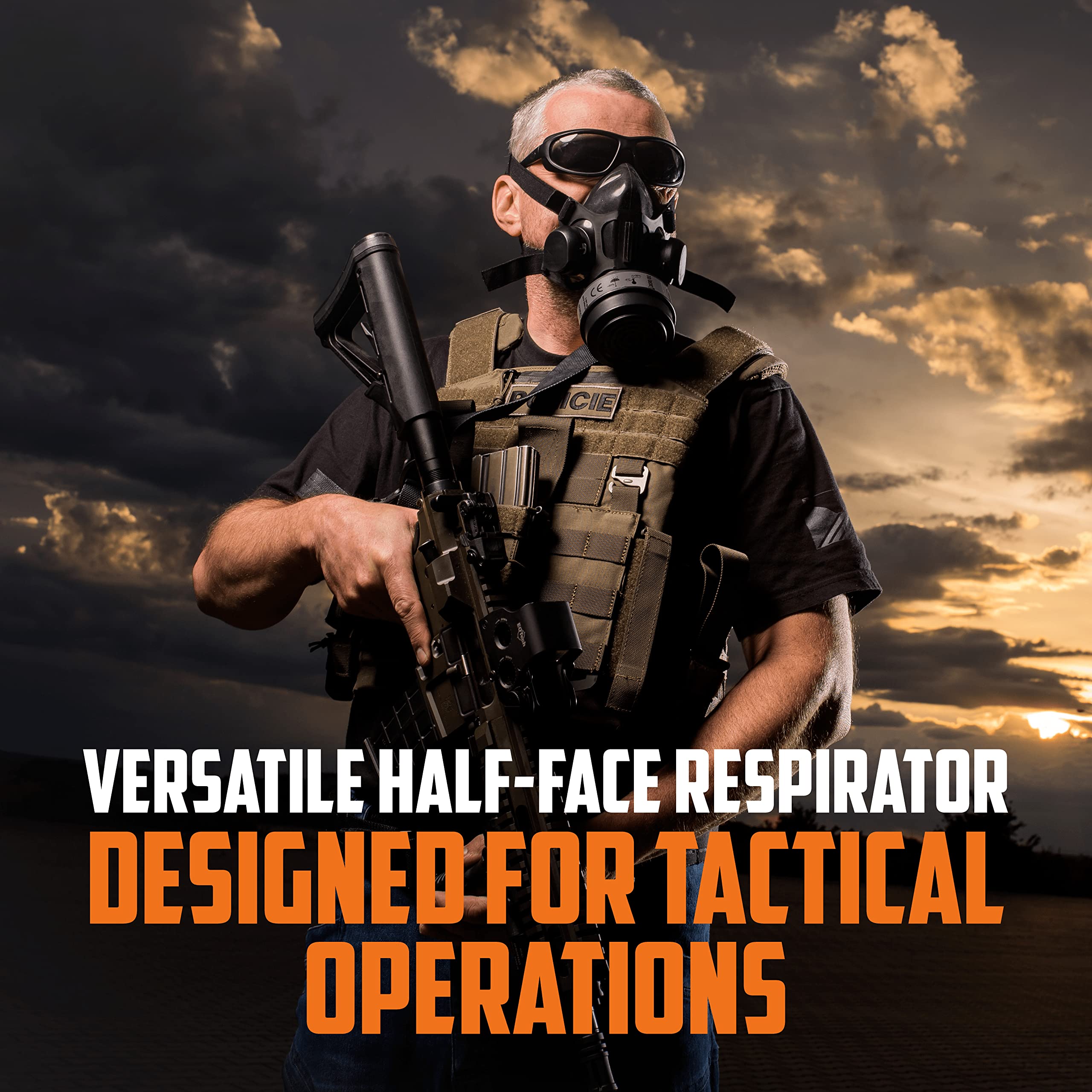Tactical Air-Purifying Respirator Mask (TAPR) - Reusable N95 Equivalent for Outdoor, Construction & Emergency Preparedness - Ideal for Hiking, Woodworking & Pollution Protection