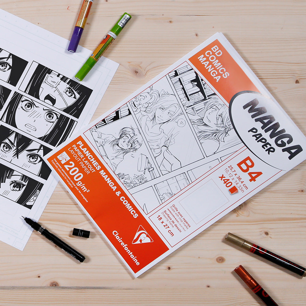 Clairefontaine Manga BD/Comic B4 Sketchbook - 40 Sheets Acid-Free Paper for Drawing, Inking & Comic Creation - Perfect for Artists, Illustrators & Anime Fans