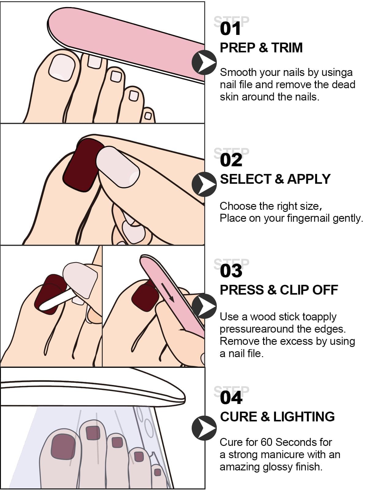 Kalolary Gel Toenail Wraps Strips - Long Lasting Brown Toenail Stickers for Pedicure, Salon Quality Nail Wraps with Nail File & Wood Stick (UV/LED Lamp Required) - Perfect for Home Manicures, Nail Art Designs & Salon Quality Results