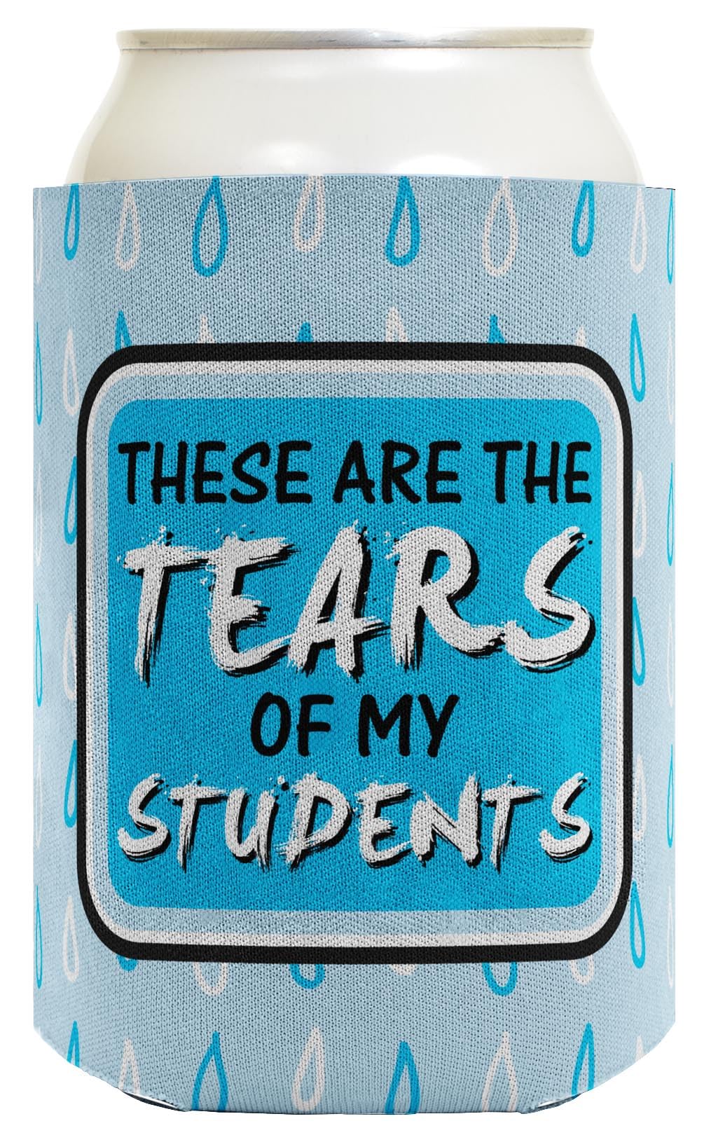 48-Pack Funny Teacher Gift Drink Can Coolers - 'These Are The Tears of My Students' Novelty Beverage Sleeves for Classroom Parties, Teacher Appreciation Gifts & Back to School Events