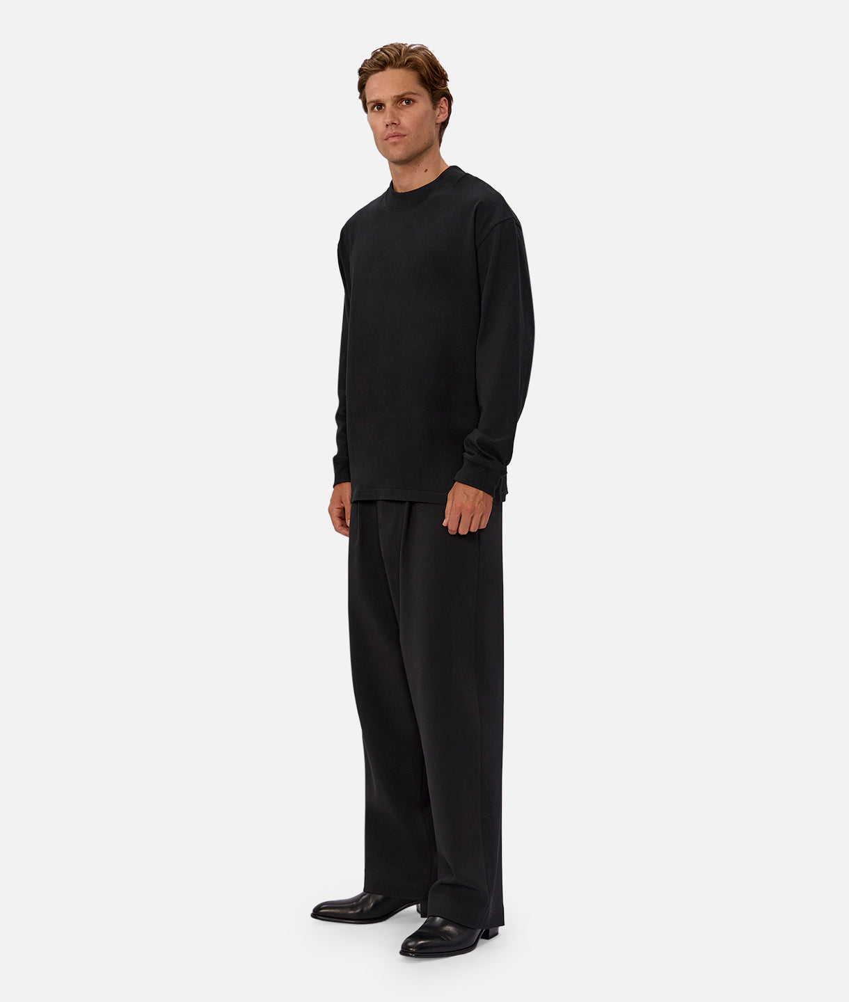 The Islington Mock Neck Tee - Premium Black Cotton T-Shirt for Men | Casual & Layering Essential | Perfect for Everyday Wear, Office & Date Nights