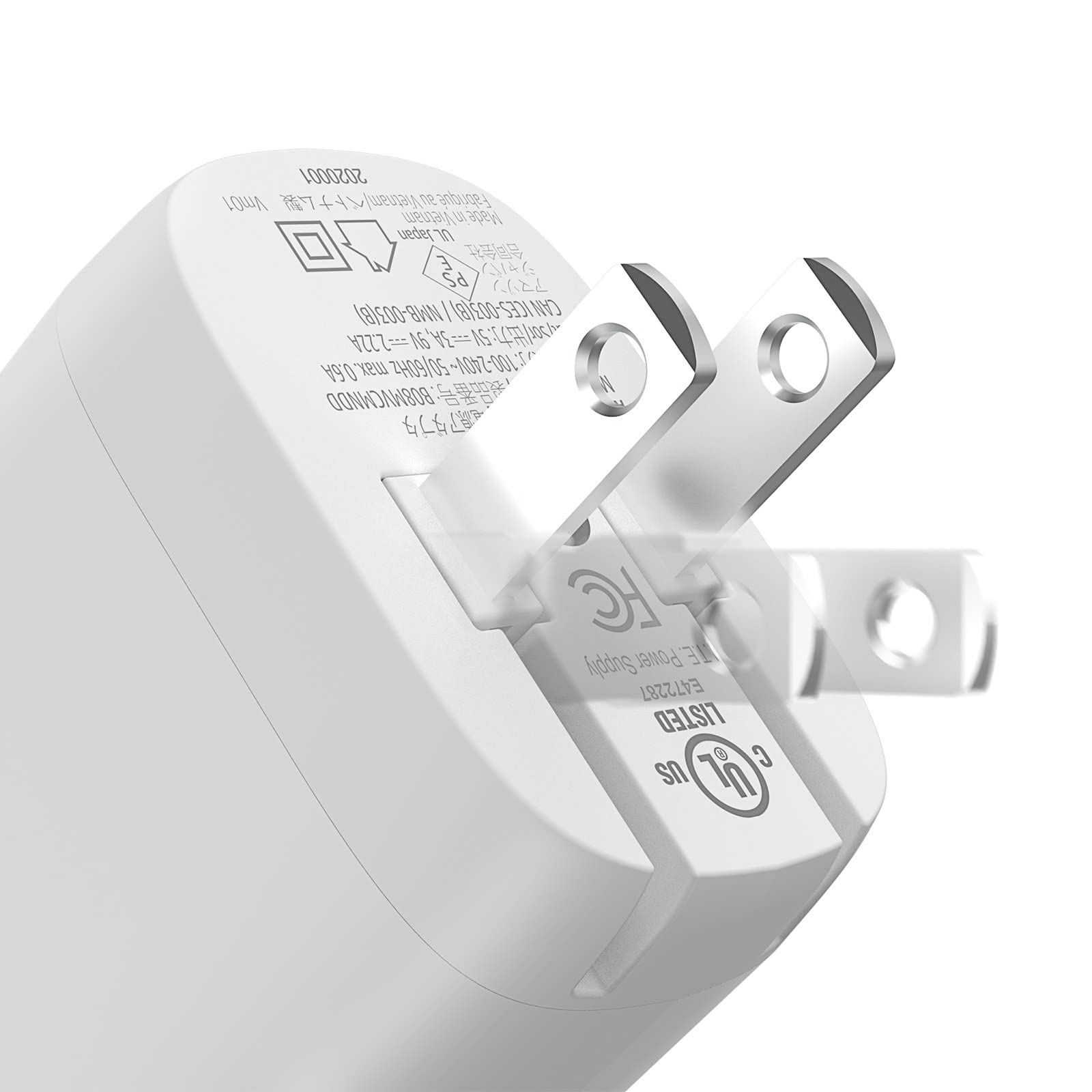 Amazon Basics 20W USB-C Wall Charger with Power Delivery PD - Fast Charging for iPhone 16/15/14/13/12/11/X, iPad, Samsung Galaxy & More - Compact 1.81x1.73x1.09 Inch White Charger - Perfect for Home, Office & Travel Charging Needs
