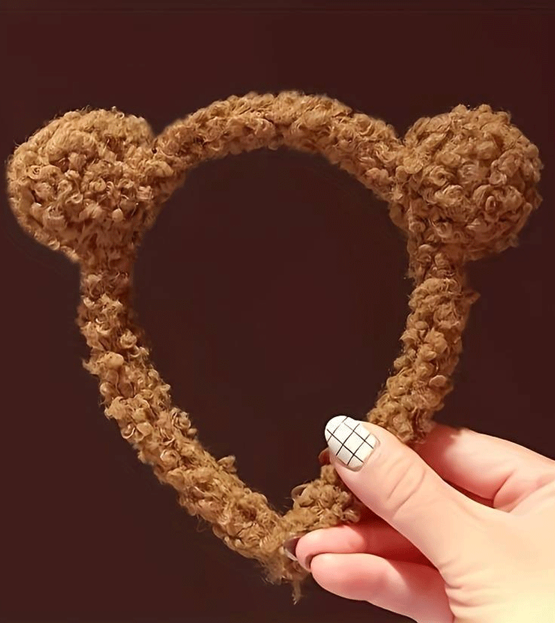 Dark Brown Bear Ears Headband - Cute Animal Ear Hair Accessory for Cosplay, Halloween Costume & Daily Fashion