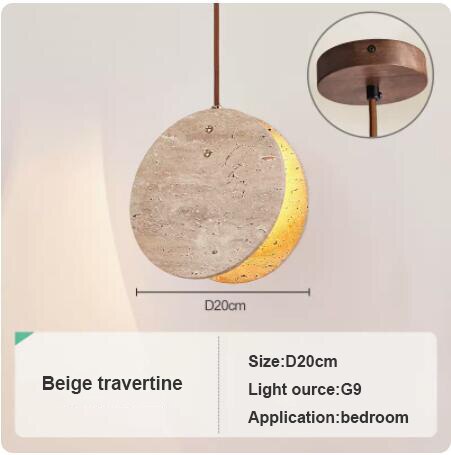 Modern Wabi Sabi Style LED Travertine Hanging Lamp - Elegant Ceiling Chandelier for Bedroom, Bedside, Hotel, Restaurant & Bar - Creates Cozy Atmosphere for Relaxation & Dining