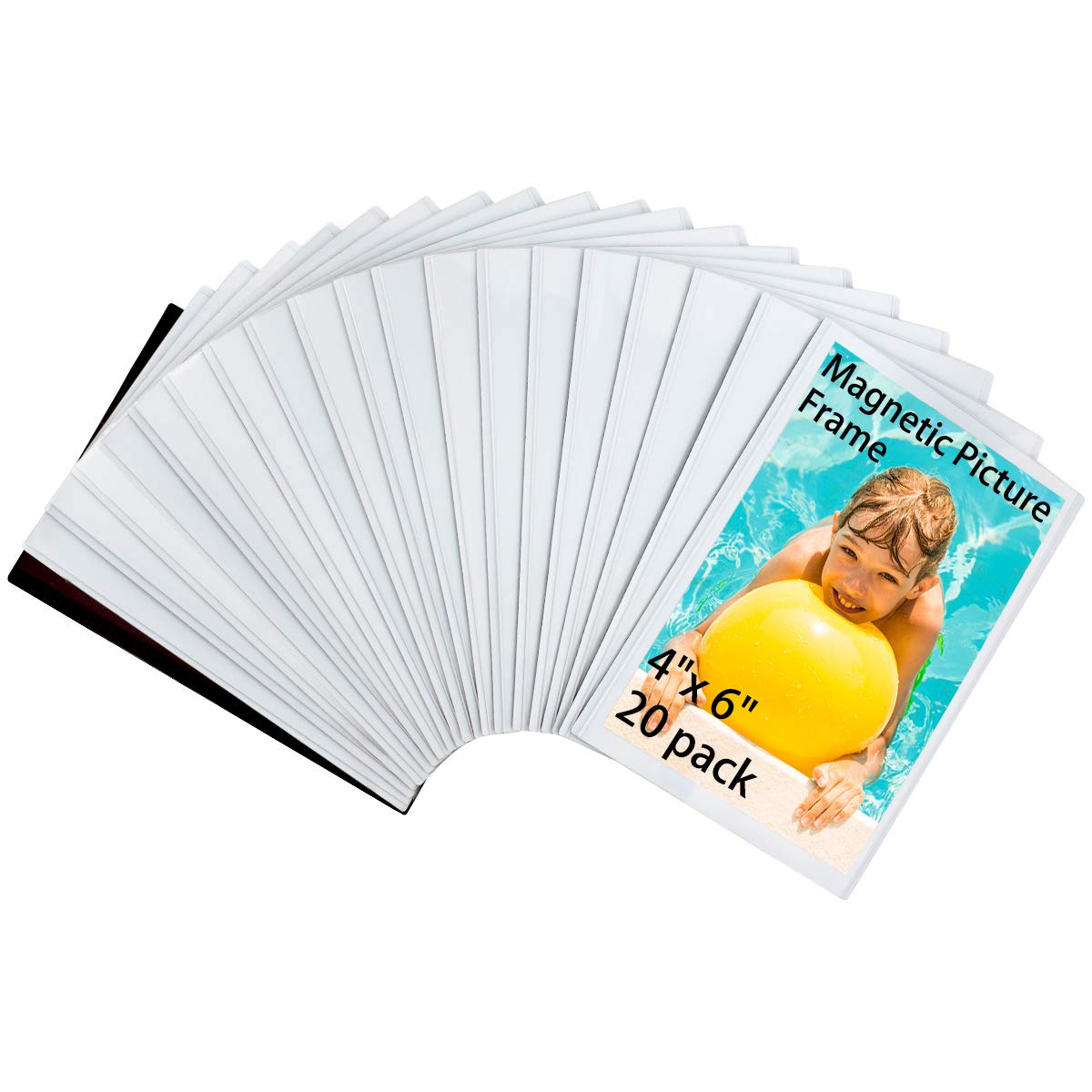 HIIMIEI 4x6 Magnetic Photo Frames for Refrigerator - 20 Pack White Picture Frames with Strong Magnets - Perfect for Family Photos, Kids Artwork, Recipes and Office Memos