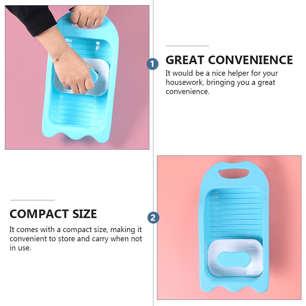 DOITOOL Mini Plastic Washboard Basin - Non-Slip Hand Washing Board for Laundry, Clothes & Delicates | Portable Washtub for Camping, Travel & Small Space Living