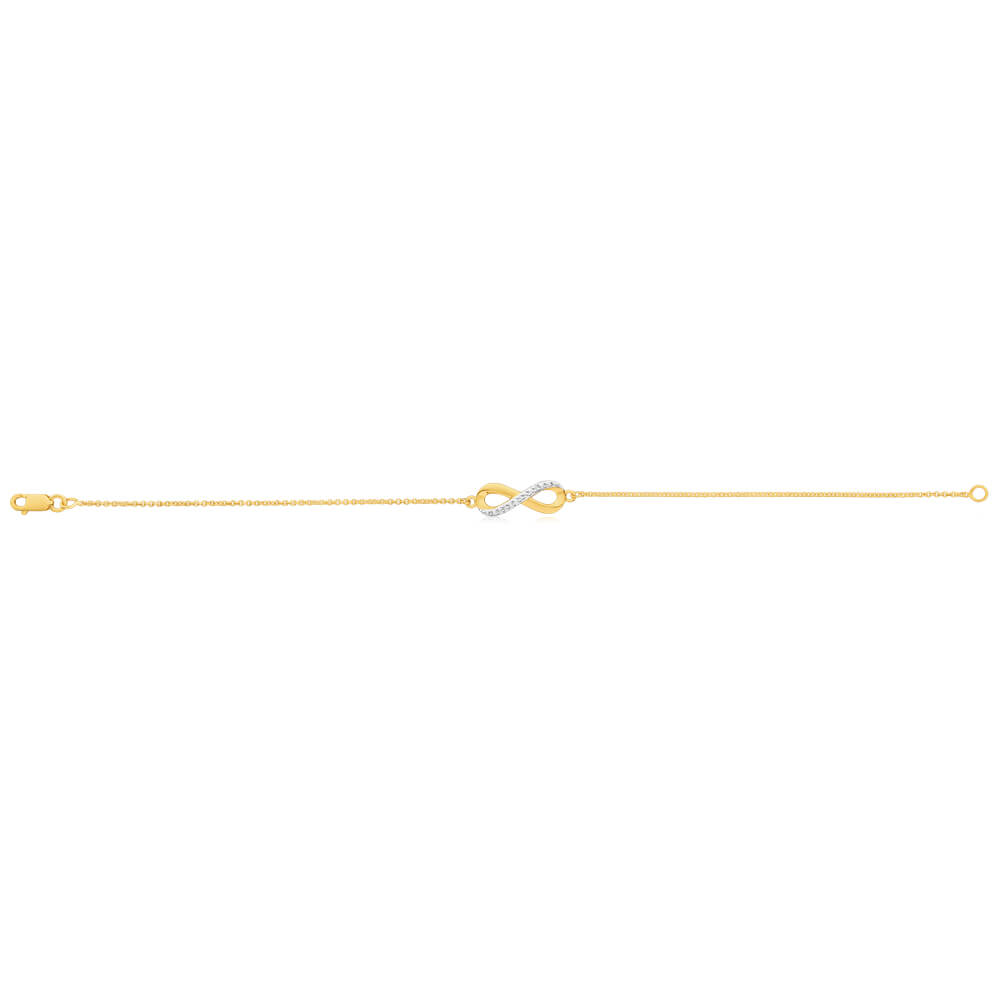 9ct Yellow Gold Diamond Bracelet for Women - Elegant & Dazzling Jewelry Gift for Anniversary, Wedding & Special Occasions