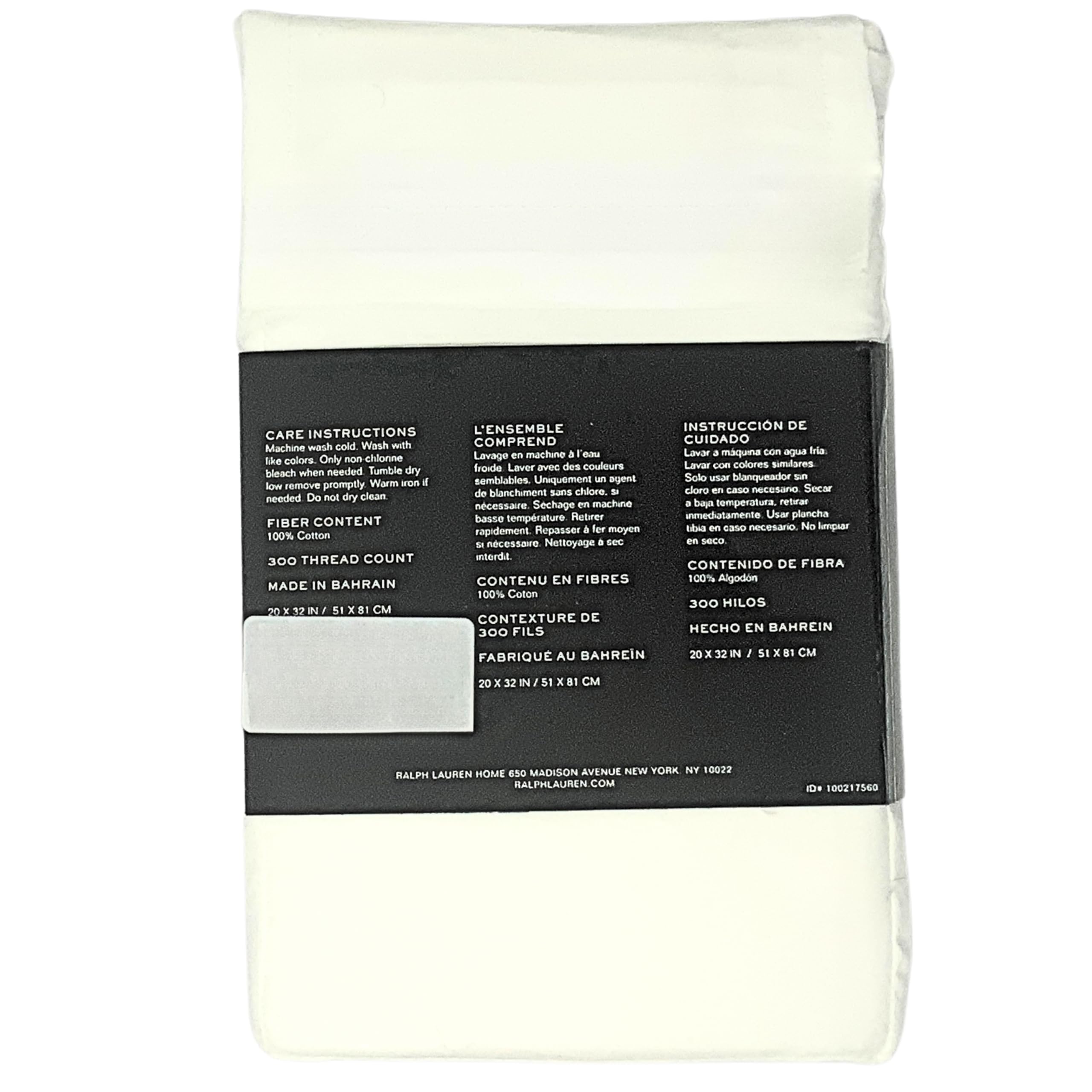 Ralph Lauren Premium Cotton Two Standard Pillowcases - Soft & Breathable for Ultimate Comfort - Perfect for Bedroom, Guest Room, and Hotel Use