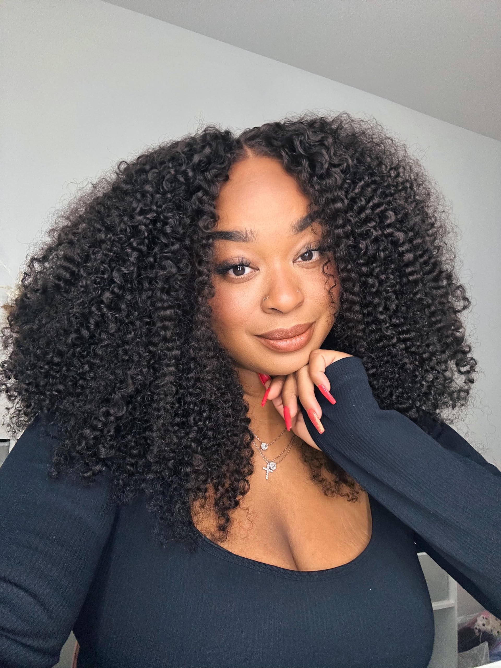 13x4 HD Lace Front Human Hair Wigs 180% Density Kinky Curly Glueless Wig - Brazilian Virgin Hair with Baby Hair & Pre-Plucked Hairline - 26 Inch Afro Kinky Curly Lace Frontal Wigs for Women - Perfect for Daily Wear, Special Occasions & Protective Styling