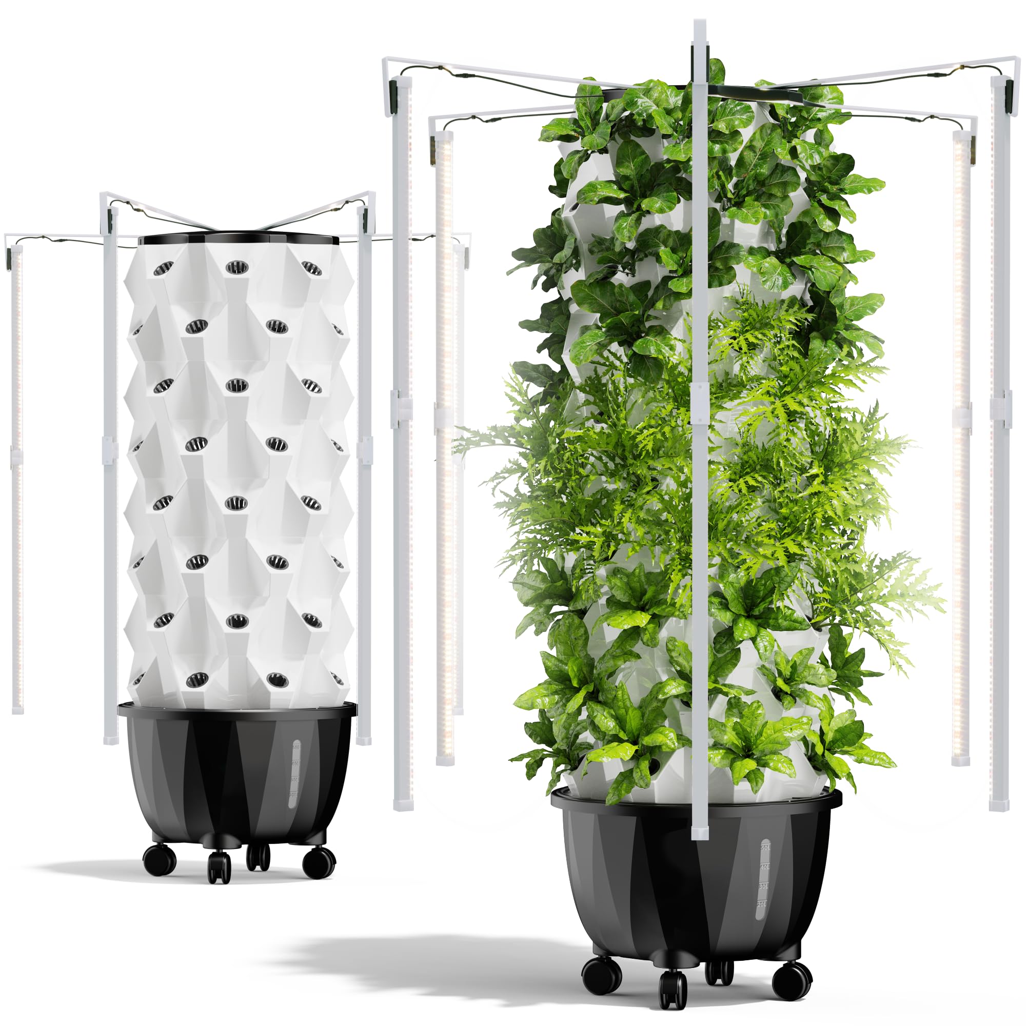 Automated Hydroponic Indoor Garden System - Vertical Aeroponic Tower with LED Grow Lights for Home Planting | Perfect for Small Spaces, Urban Farming & Fresh Herb Cultivation