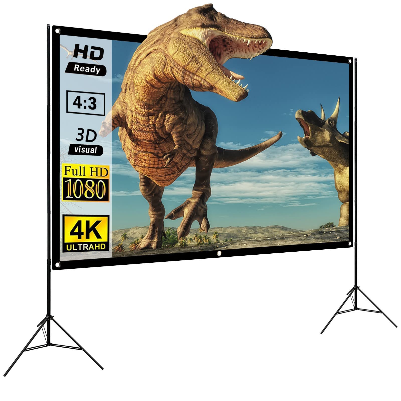 Obeon 60-inch HD Projector Screen - 4:3 Aspect Ratio, Foldable & Portable for Home Theater, Outdoor Movies, and Indoor Use | Anti-Crease Design for Perfect Picture Quality | Ideal for Backyard Movie Nights, Classroom Presentations, and Office Meetings
