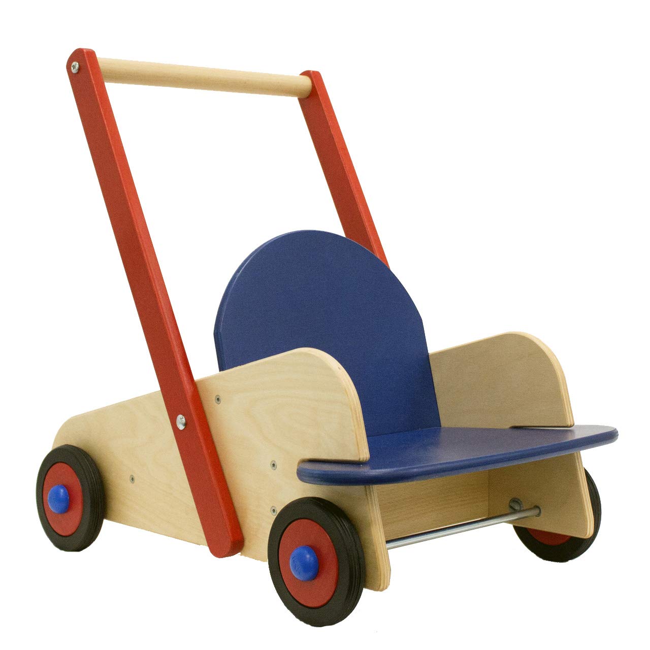 HABA Wooden Baby Walker Wagon - Sit to Stand Learning Push Toy with Seat & Storage for Toddlers 1-3 Years (10+ Months) | First Steps Helper & Playroom Activity Center