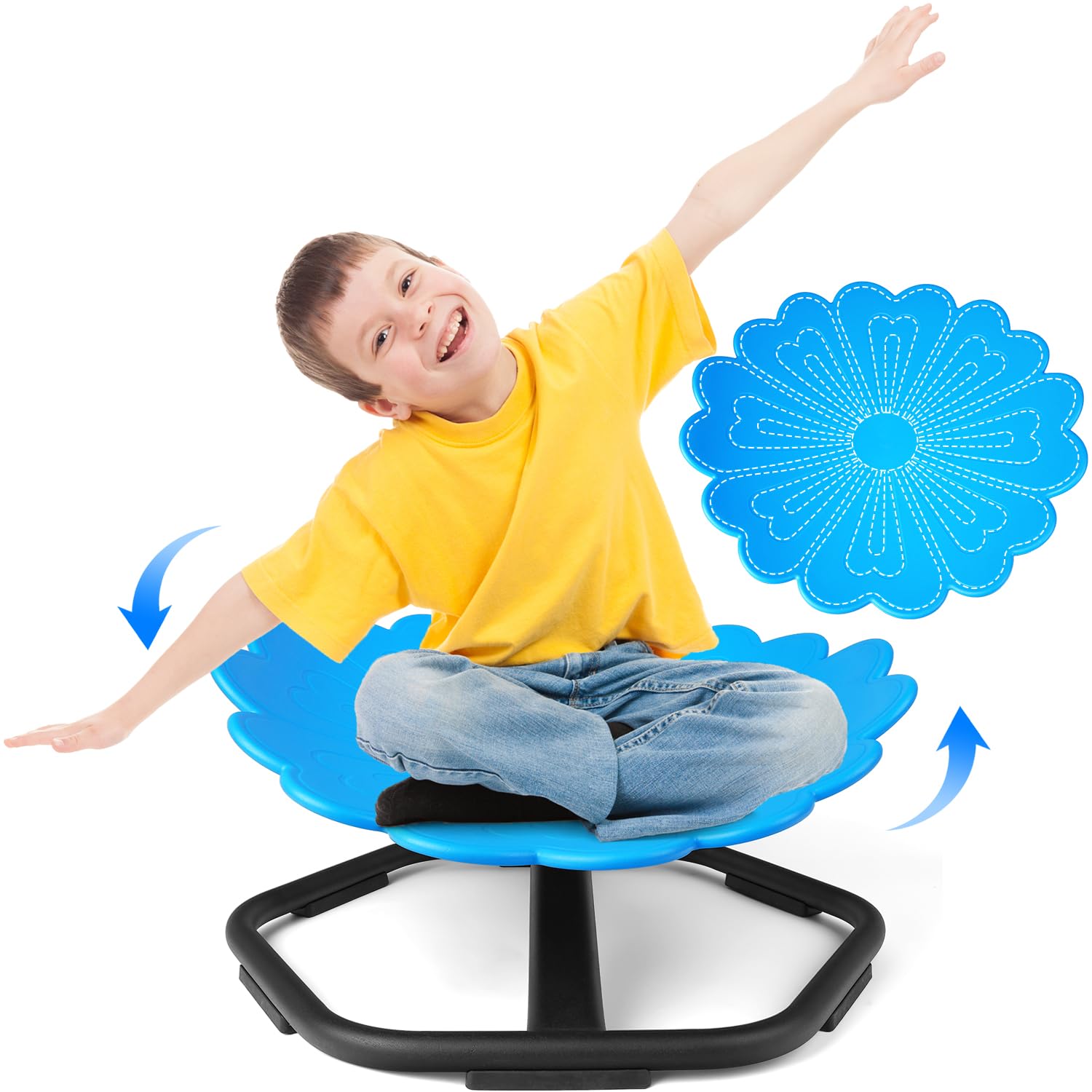 360° Swivel Chair for Kids - Spinning Sensory Seat for Autism & ADHD Relief, Wobble Chair for Toddlers, Motion Sickness Play Equipment - Perfect for Home, Classroom & Therapy Use (Blue)