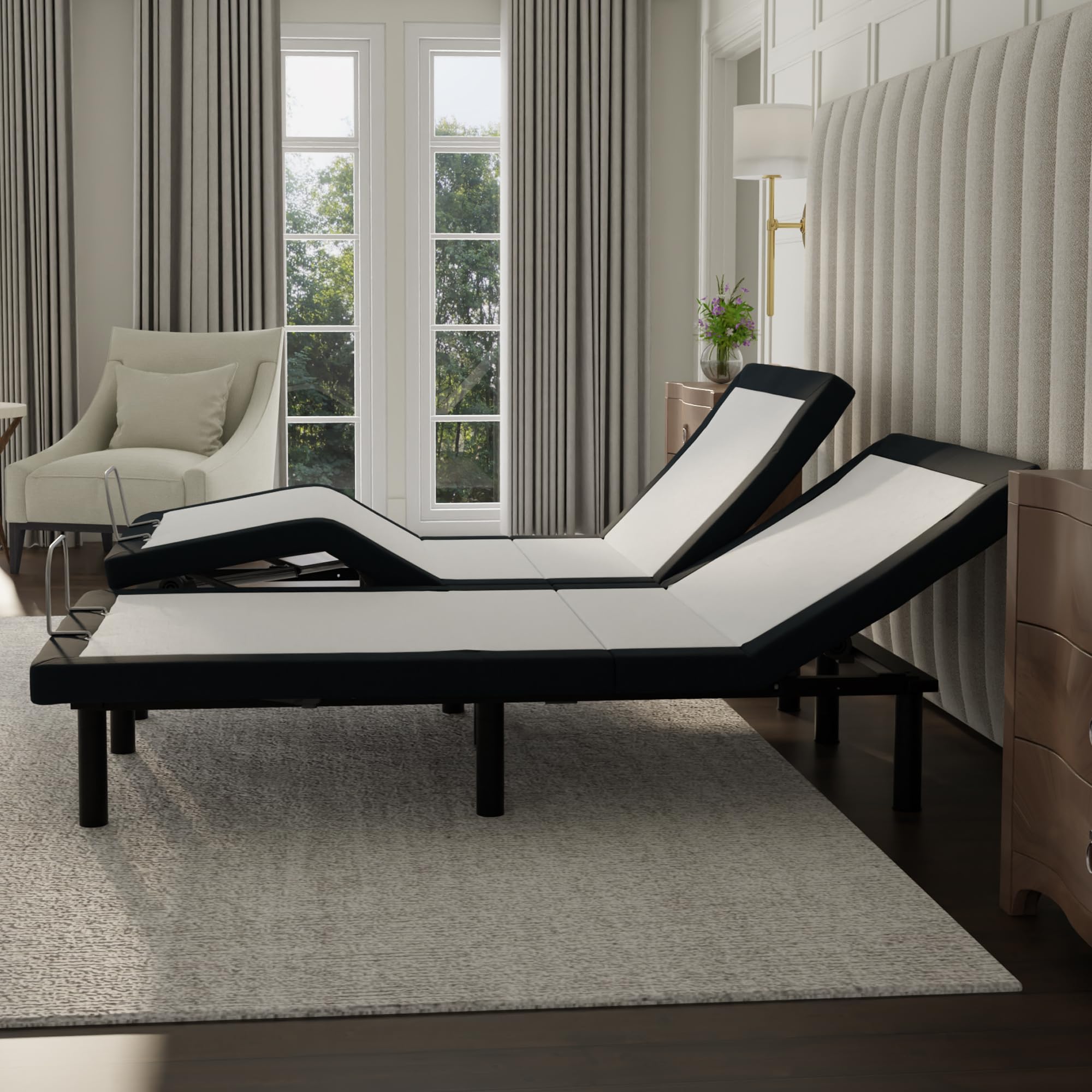 Blissful Nights Split King e4 Adjustable Bed Base Frame with Zero Gravity, Massage, Anti-Snore, Dual USB Charging & Nightlight - Perfect for Couples, Back Pain Relief & Smart Home Bedroom Setup