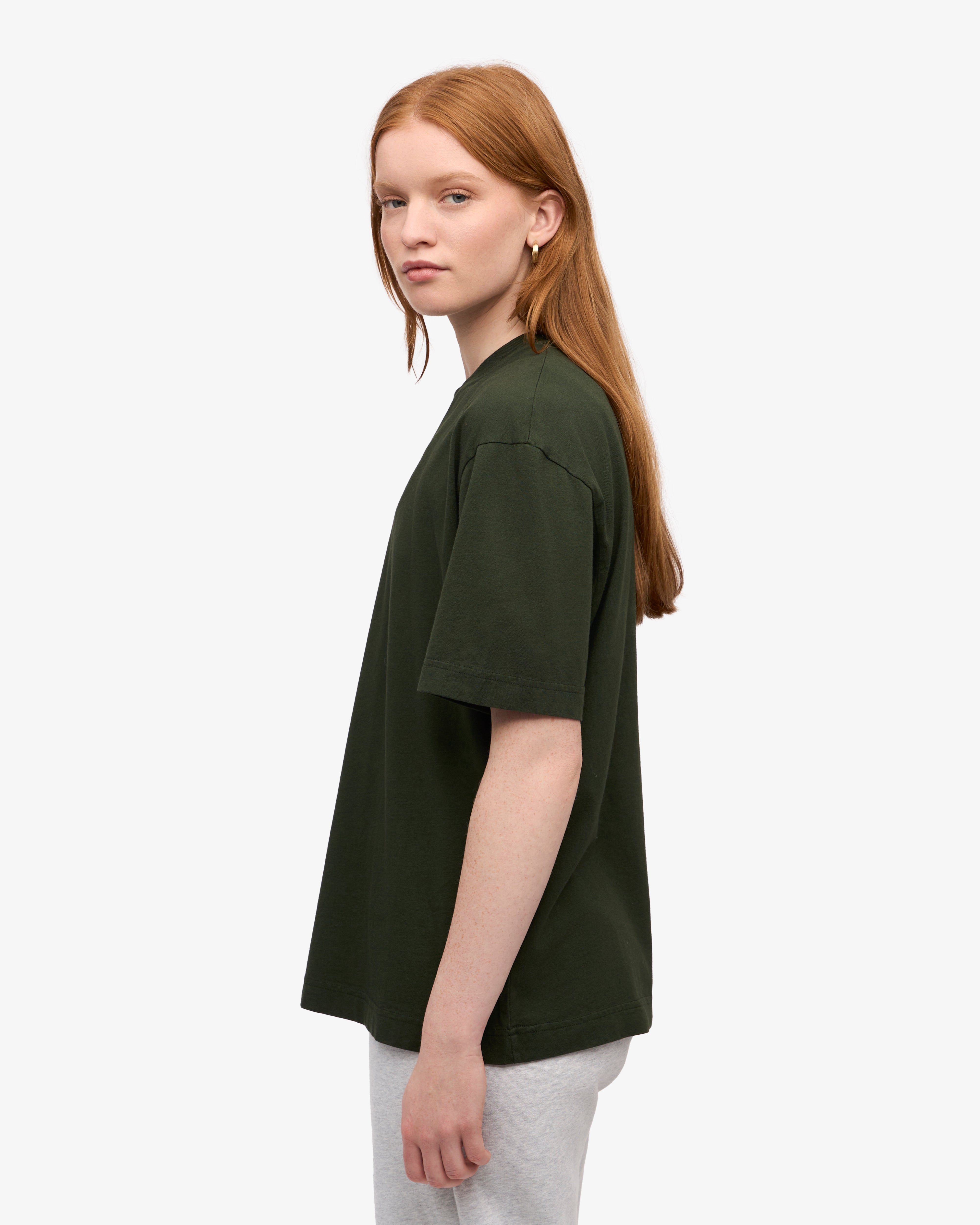 Organic Oversized T-Shirt for Women - Soft & Comfortable Cotton Tee - Hunter Green - Perfect for Casual Wear, Loungewear & Everyday Outfits