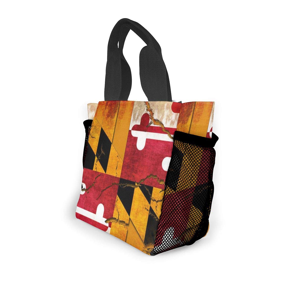 Vintage Wooden Maryland Flag Print Insulated Tote Lunch Bag - Large Thermal Cooler for Picnic, Beach, Office & Travel - Perfect for Women & Men