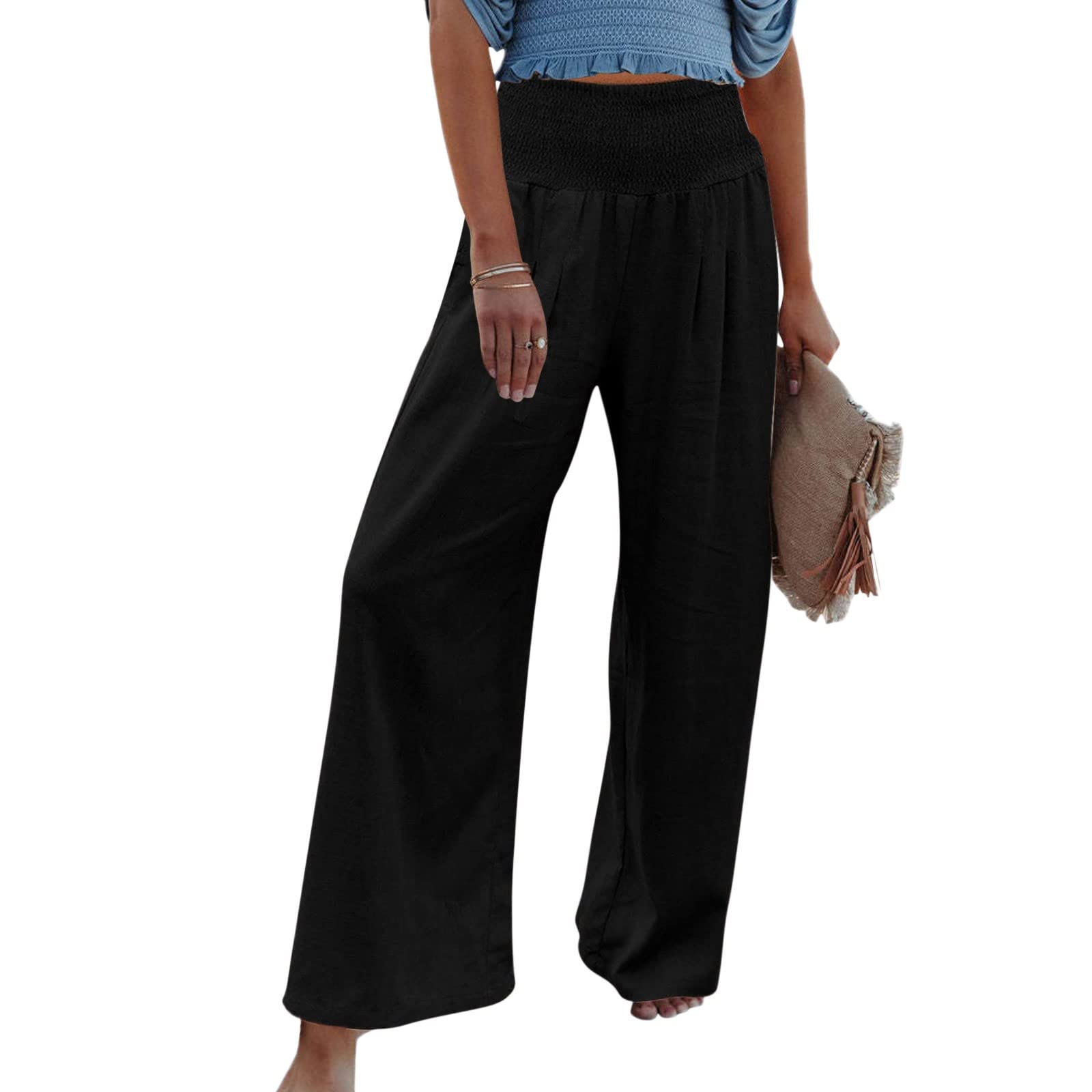 Women's Slimming High-Waisted Linen Pants - Casual & Business Skinny Trousers for Work, Office, and Everyday Wear