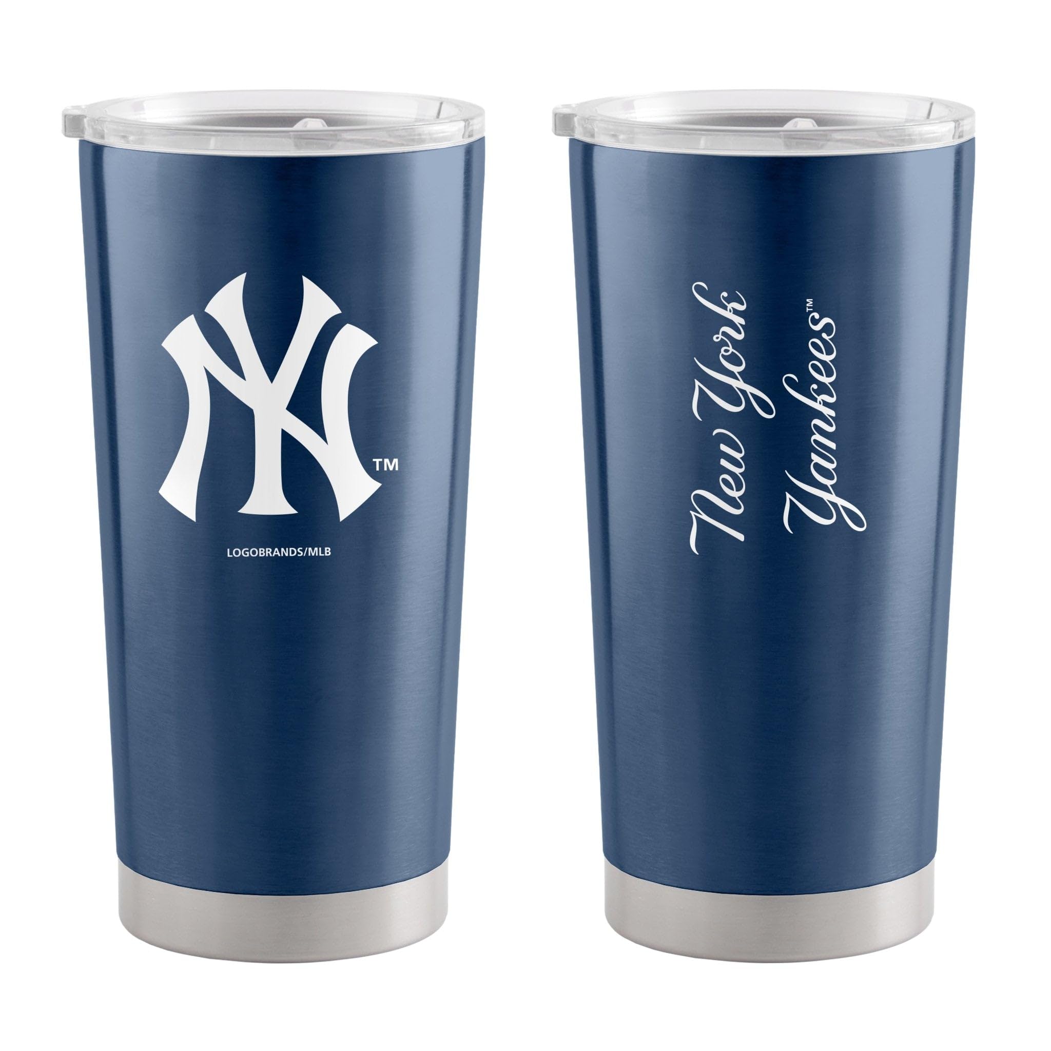 NY Yankees 20oz Stainless Steel Tumbler with Lid & Straw - Insulated Double Wall Vacuum Cup for Hot & Cold Drinks - Perfect for Baseball Games, Office, Travel & Outdoor Activities