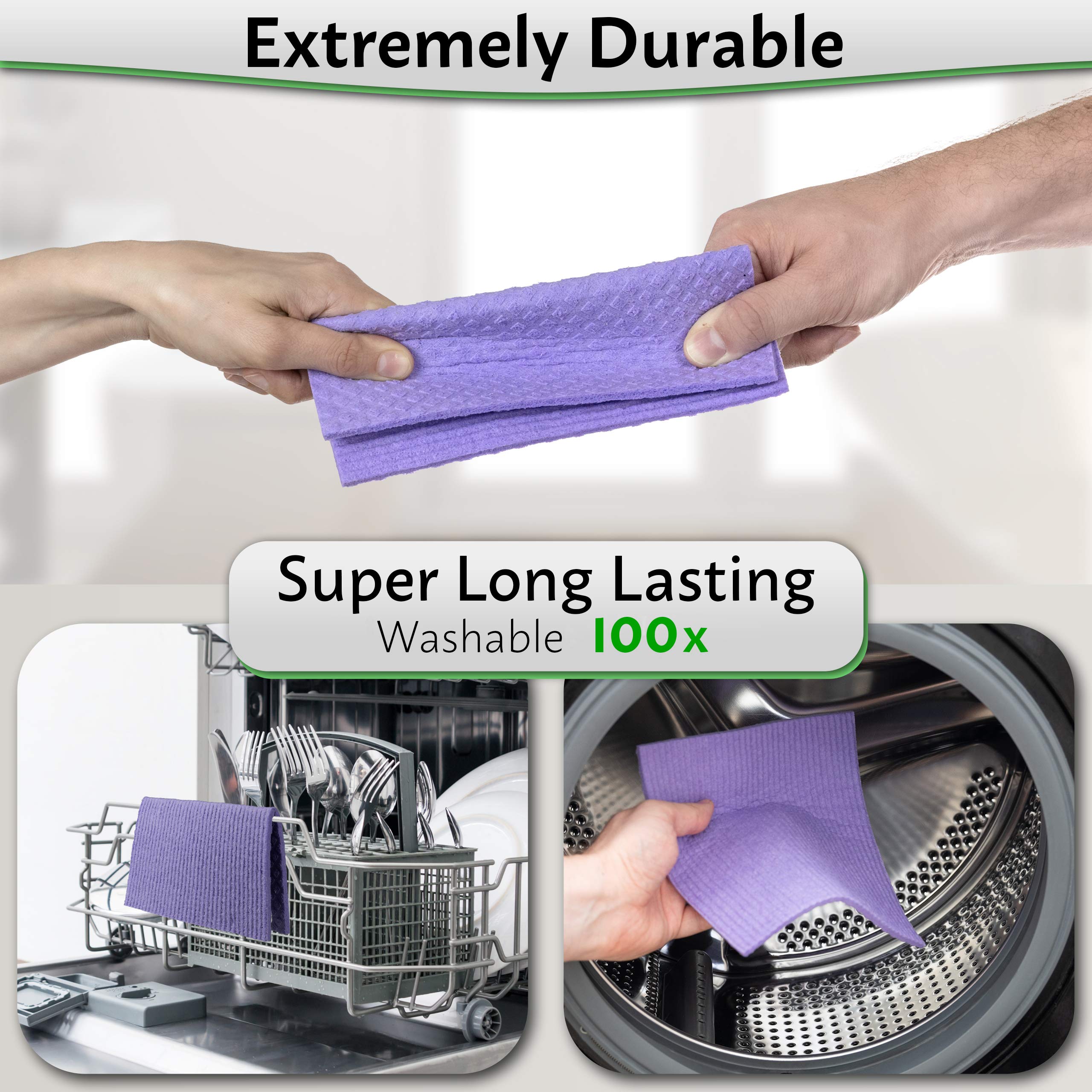 **Green Dodo Swedish Dishcloth 5 Pack - Eco-Friendly, Biodegradable & Sustainable Kitchen Sponge Cloths - Super Absorbent, Odor-Free, Reusable Paper Towel Alternative - Perfect for Cleaning Dishes, Countertops & More**