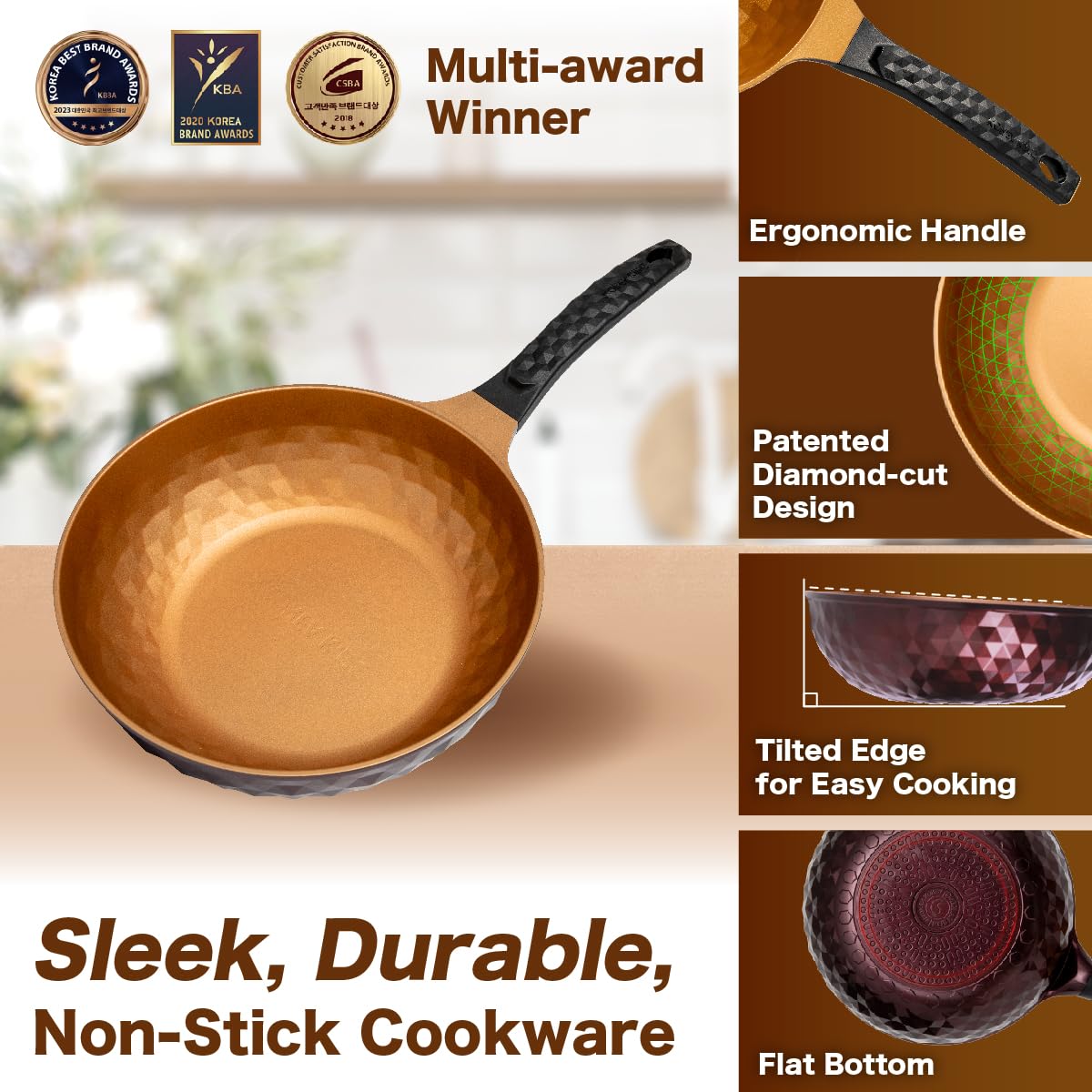 Premium Diamond X Non Stick Wok Pan with Lid - 11