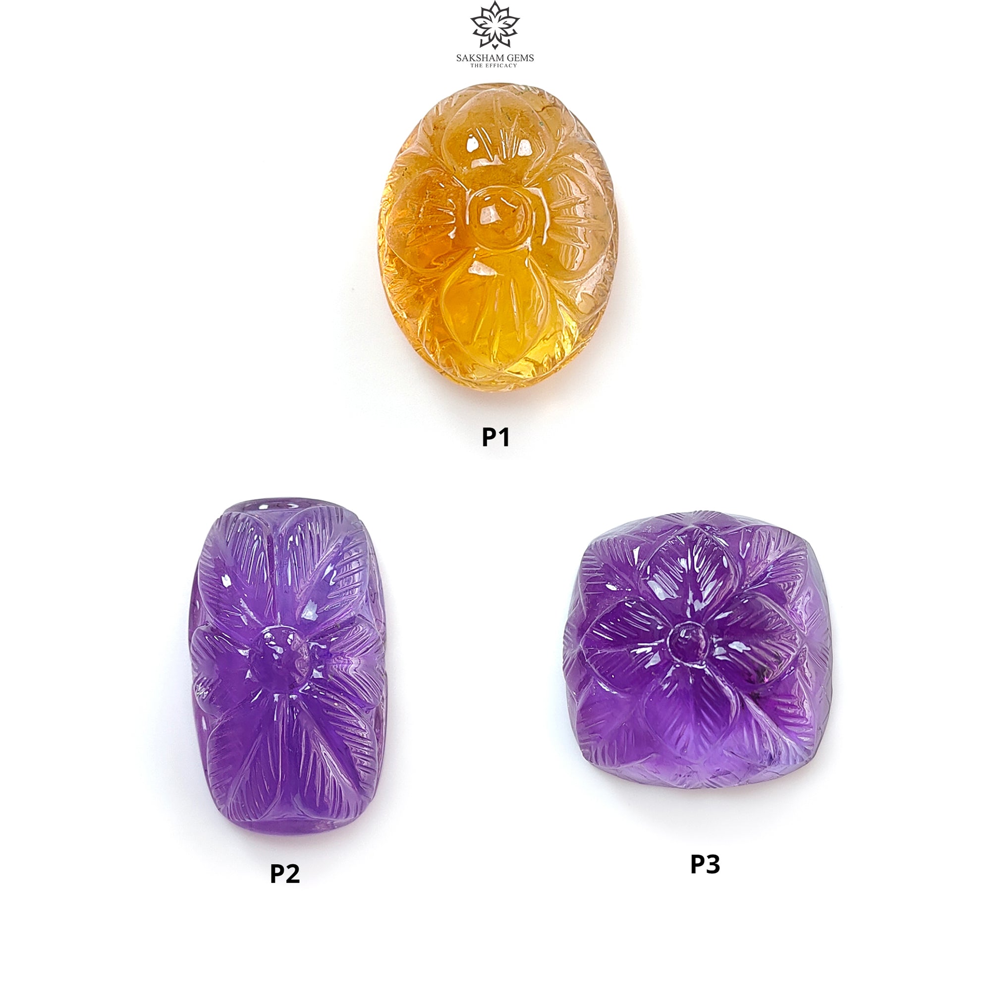 Natural Untreated Citrine & Amethyst Quartz Gemstone Carving - Hand Carved Oval Cushion Shape for Jewelry Making, Healing Crystals, Meditation & Spiritual Gifts (1pc)