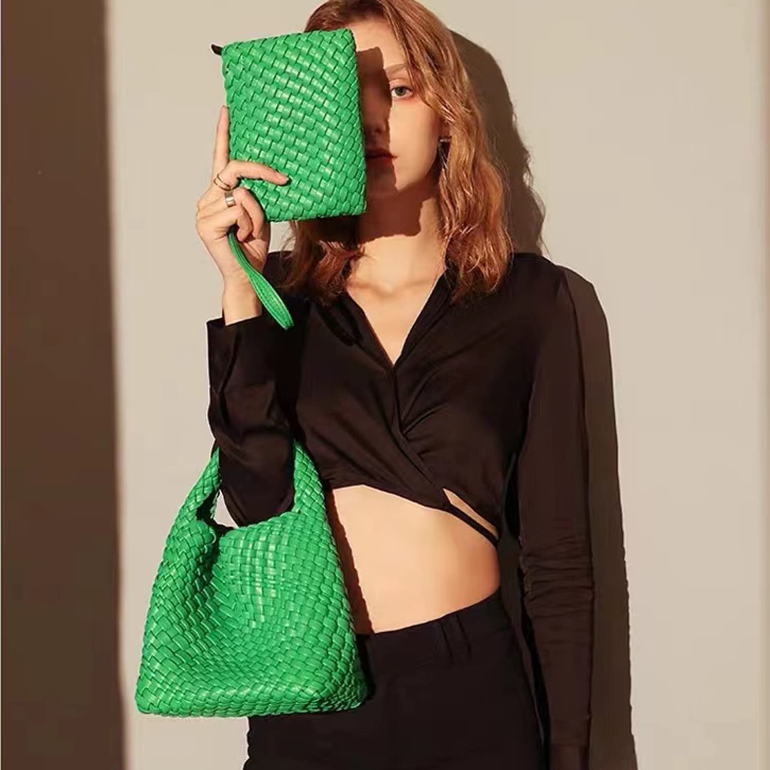Eco-Friendly Vegan Leather Small Woven Handbag for Women - Cute Mini Hobo Tote, Clutch Purse & Crossbody Shoulder Bag | Perfect for Casual Outings, Beach Trips and Everyday Use