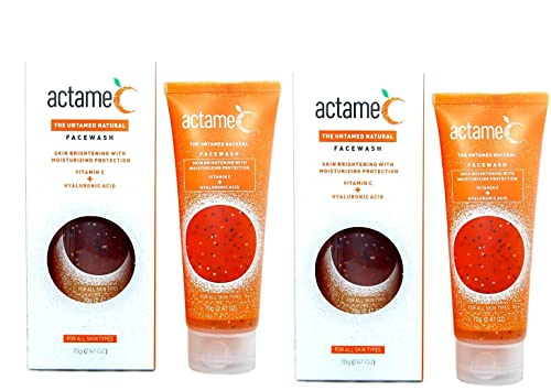 Actame C Vitamin C Face Wash for Brightening & Glowing Skin - 70g (Pack of 2) | Gentle Cleanser for Acne-Prone & Sensitive Skin | Morning & Night Skincare Routine
