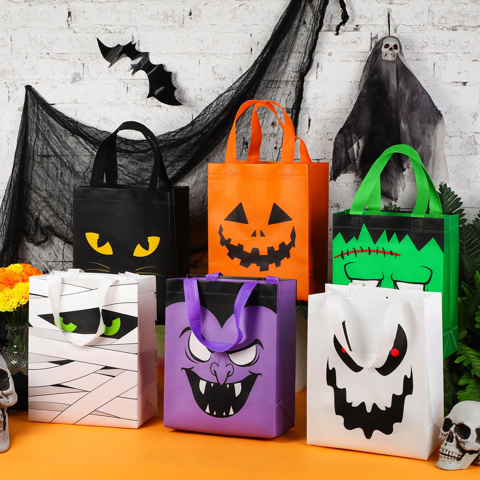 18Pcs Halloween Candy Bags - Reusable Treat Bags for Kids Party