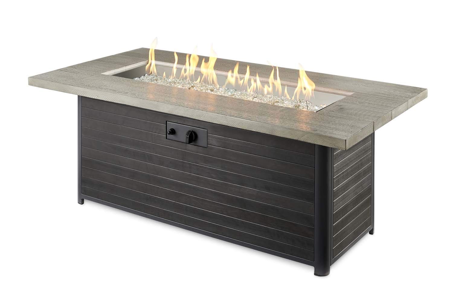 Cedar Ridge Fire Pit Table with Electronic Ignition - Natural Gas, 32x61-Inch for Outdoor Patio