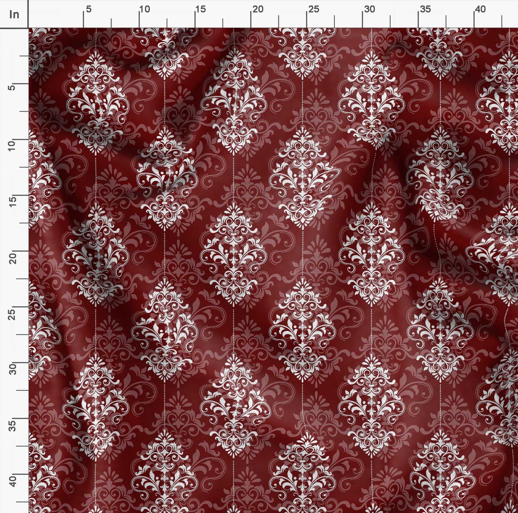 Soimoi Moss Georgette Brown Fabric by The Yard - 42 Inch Wide Filigree Damask Print Material for Dresses, Curtains & DIY Projects - Elegant Printed Fabric for Sewing, Crafting & Home Decor