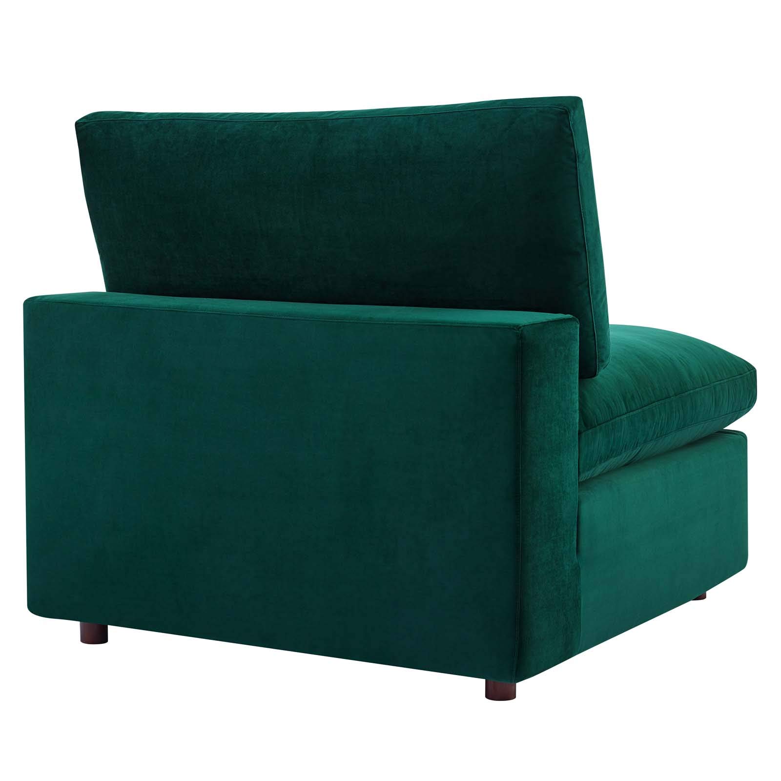 Modway Commix Down-Filled Overstuffed Performance Velvet Sectional Sofa Armless Chair - Luxurious Comfort for Living Room, Lounge & Home Theater