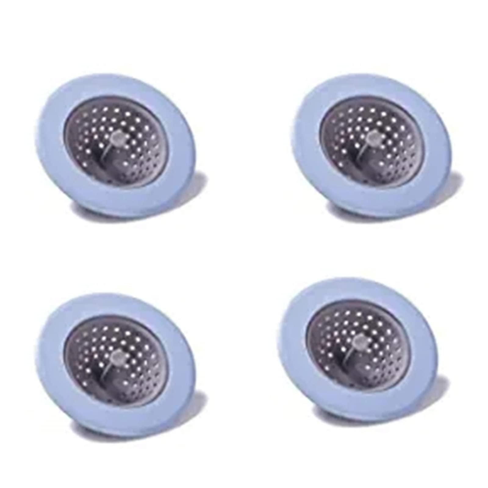 4 Pack Flexible Silicone Sink Strainer - 4.5 Inch Anti-Clog Drain Filter for Kitchen & Bathroom Sinks - Durable Blue Sink Protector for Hair, Food Debris - Perfect for Home, RV, Camper Use