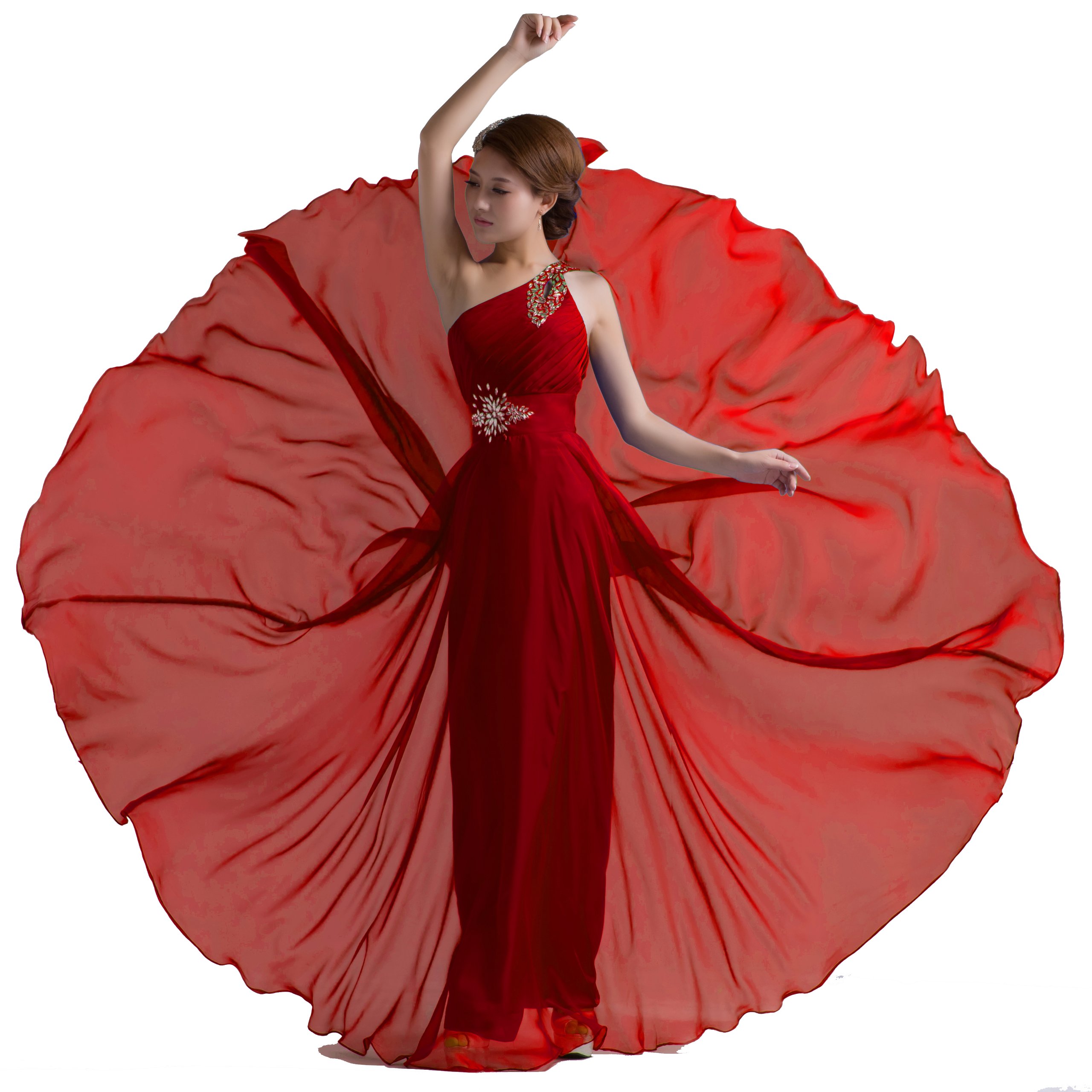 Elegant One-Shoulder Floor Length Beaded Chiffon Prom Dress for Women - Perfect for Homecoming, Formal Dances & Evening Galas
