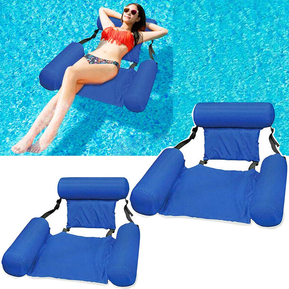 **Inflatable Pool Float Chair for Adults - 2 Pack Blue Foldable Water Lounger, Portable Floating Seat for Swimming, Beach & Pool Party - Perfect for Relaxing, Sunbathing & Summer Fun**