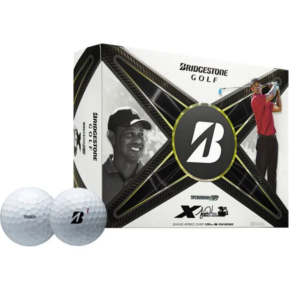 Bridgestone 2025 TOUR B X Tiger Woods Edition Golf Balls - 1 Dozen (12 Balls) - Premium Performance for Low Spin & Maximum Distance - Perfect for Tournament Play & Driving Range Practice