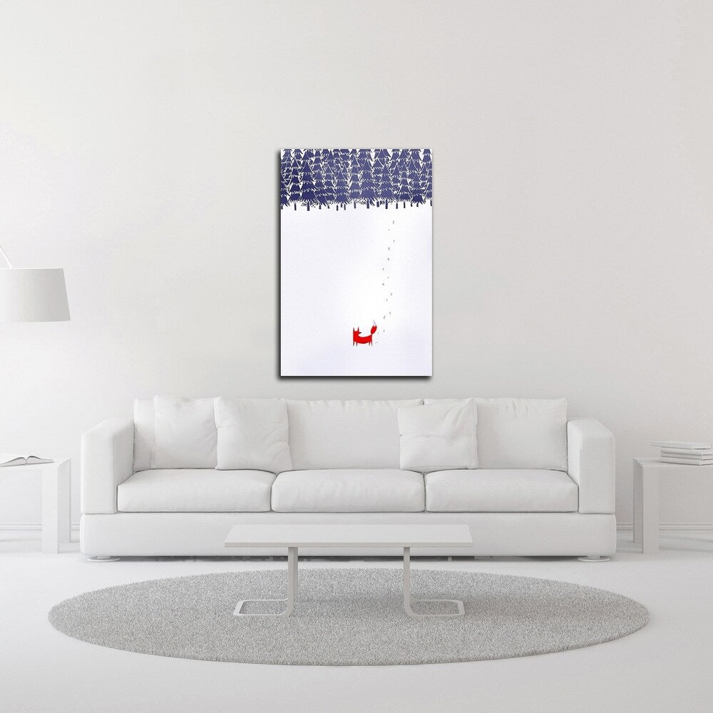 Alone In The Forest by Robert Farkas - Premium Canvas Wall Art Print - Ready to Hang - Nature Landscape Painting for Living Room, Bedroom & Office Decor