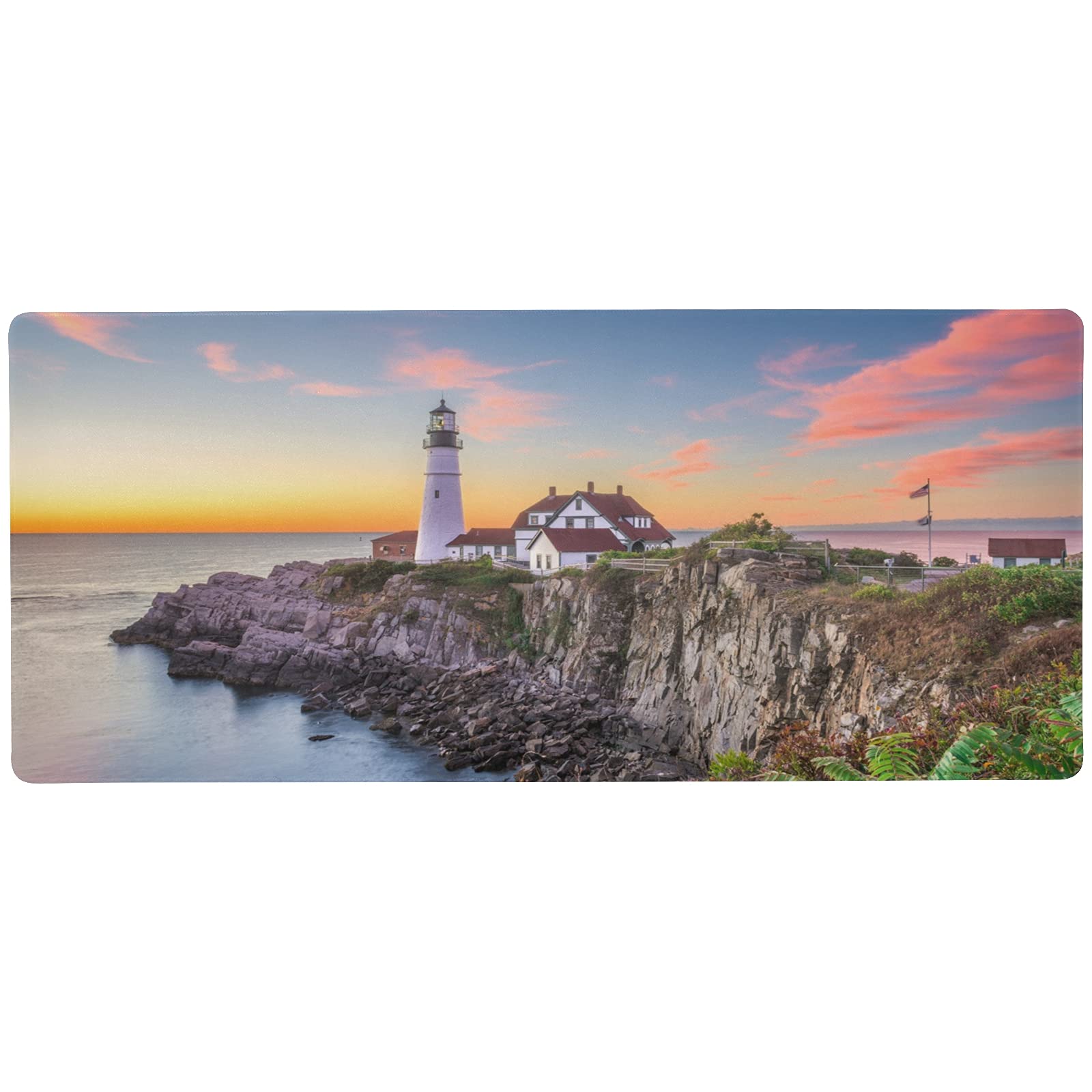 Susiyo Large Extended Gaming Mouse Pad - Non-Slip Rubber Base, 35.4 x 15.7 Inch XXL Desk Mat for Computer Keyboard & Mouse | 3mm Thick | Portland Lighthouse Design | Perfect for Home Office & Gaming Setup