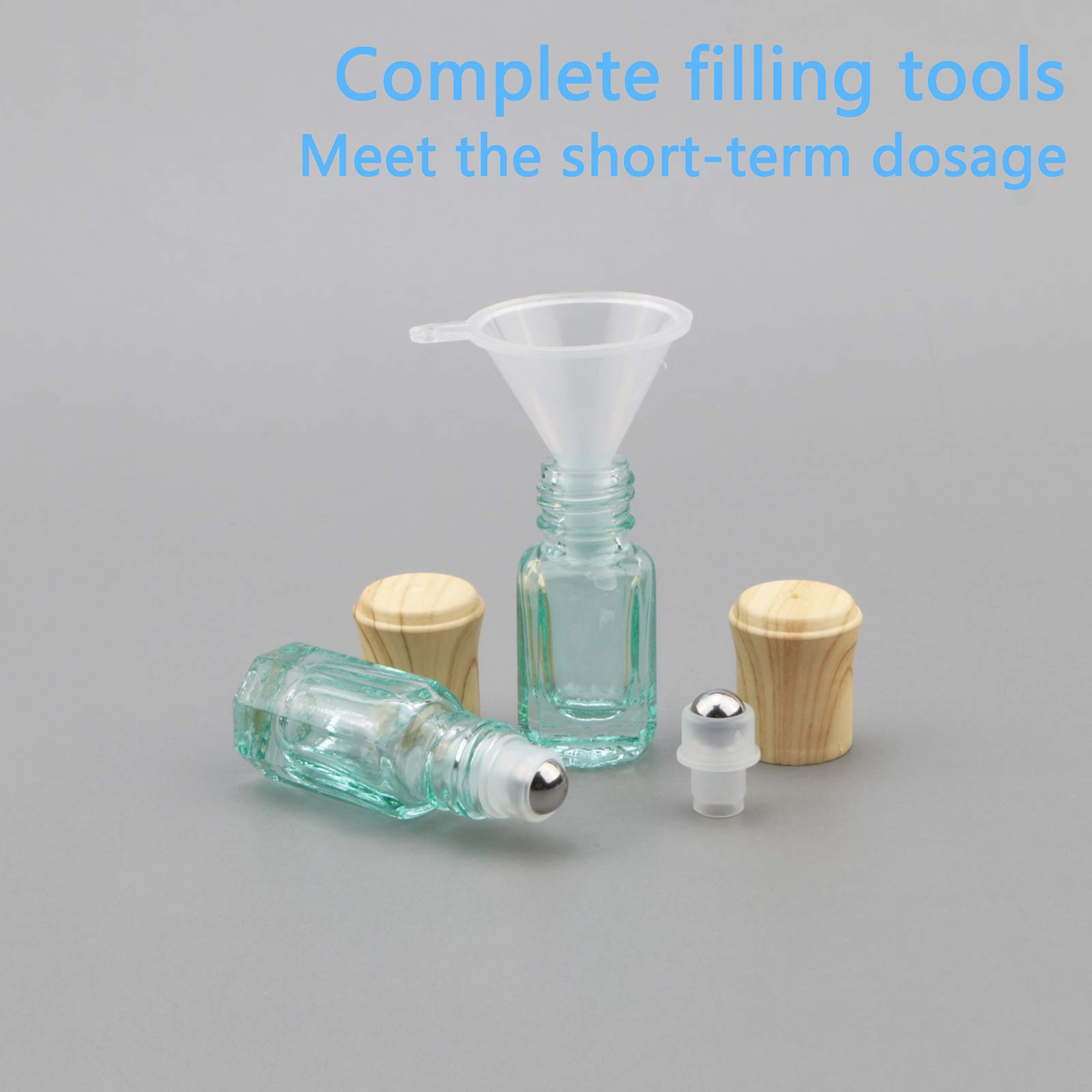 10Pcs 3ml Light Blue Glass Roller Bottles - Essential Oil Roll On Bottles, Perfume & Cosmetic Containers with Funnel Opener - Perfect for DIY Aromatherapy, Travel Size & Sample Storage