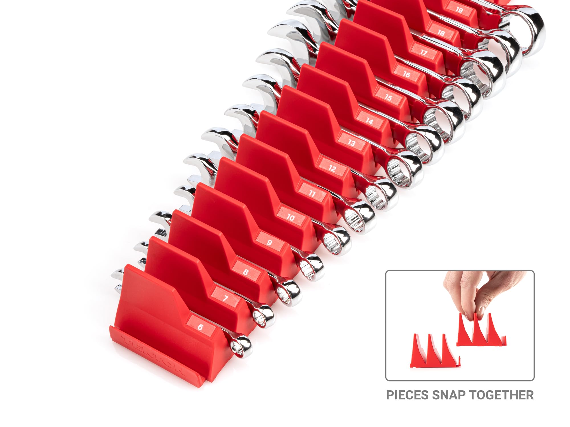 TEKTON 25-Piece Stubby Combination Wrench Set (1/4-3/4 in., 6-19 mm) with Modular Organizers | WCB95403 | Perfect for Tight Spaces & Automotive Repairs