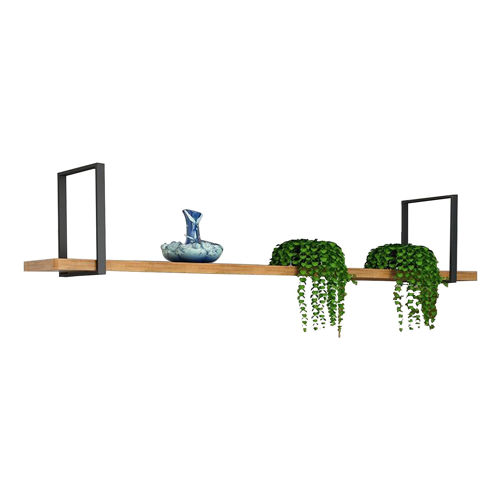 Industrial Ceiling Mount Shelf - 2-Tier Hanging Wood Shelf for Display, Books, Storage & Home Decor - Rustic Black Kitchen Shelf with 3 Size Options - Perfect for Pantry, Living Room, Bedroom & Office Organization